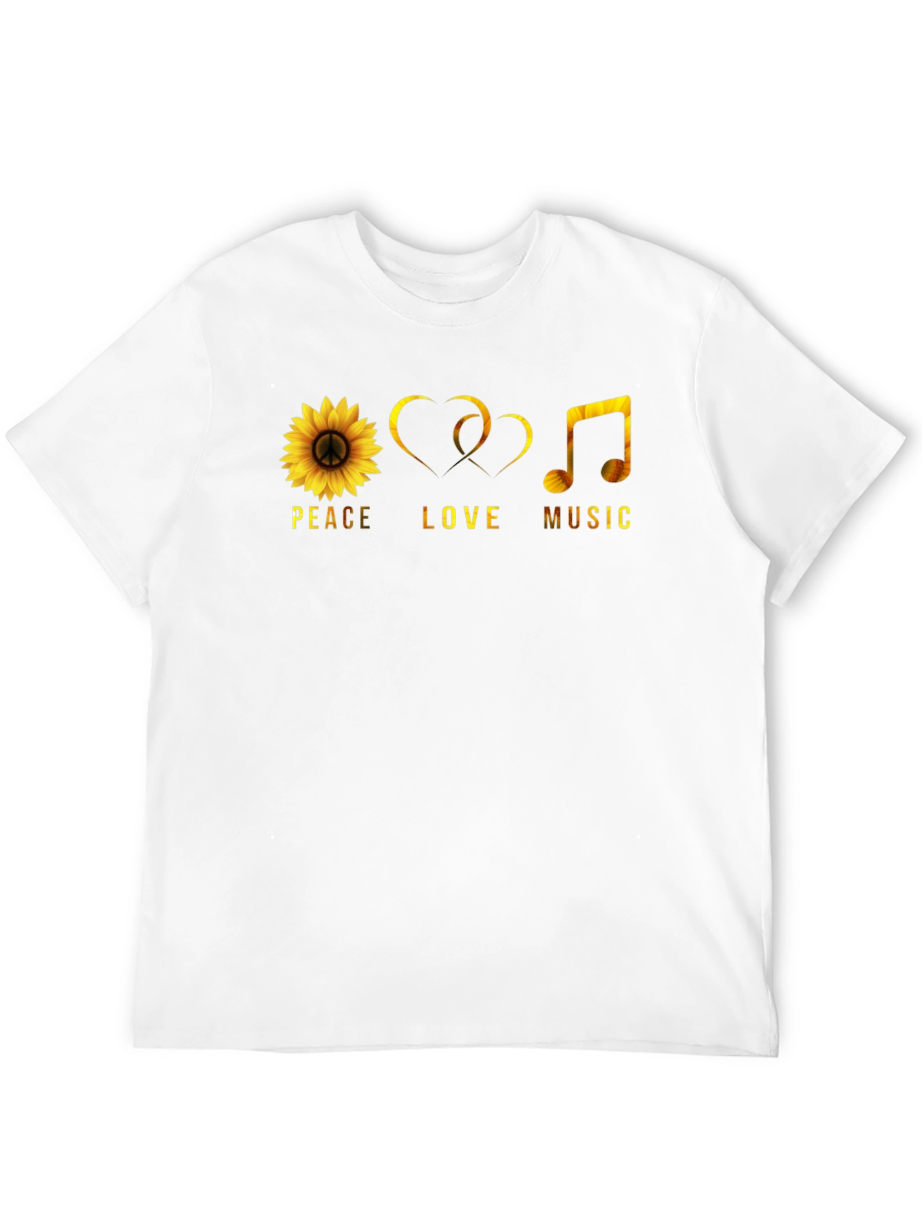 Peace Love Music T-Shirt Sunflower Graphic Tee
