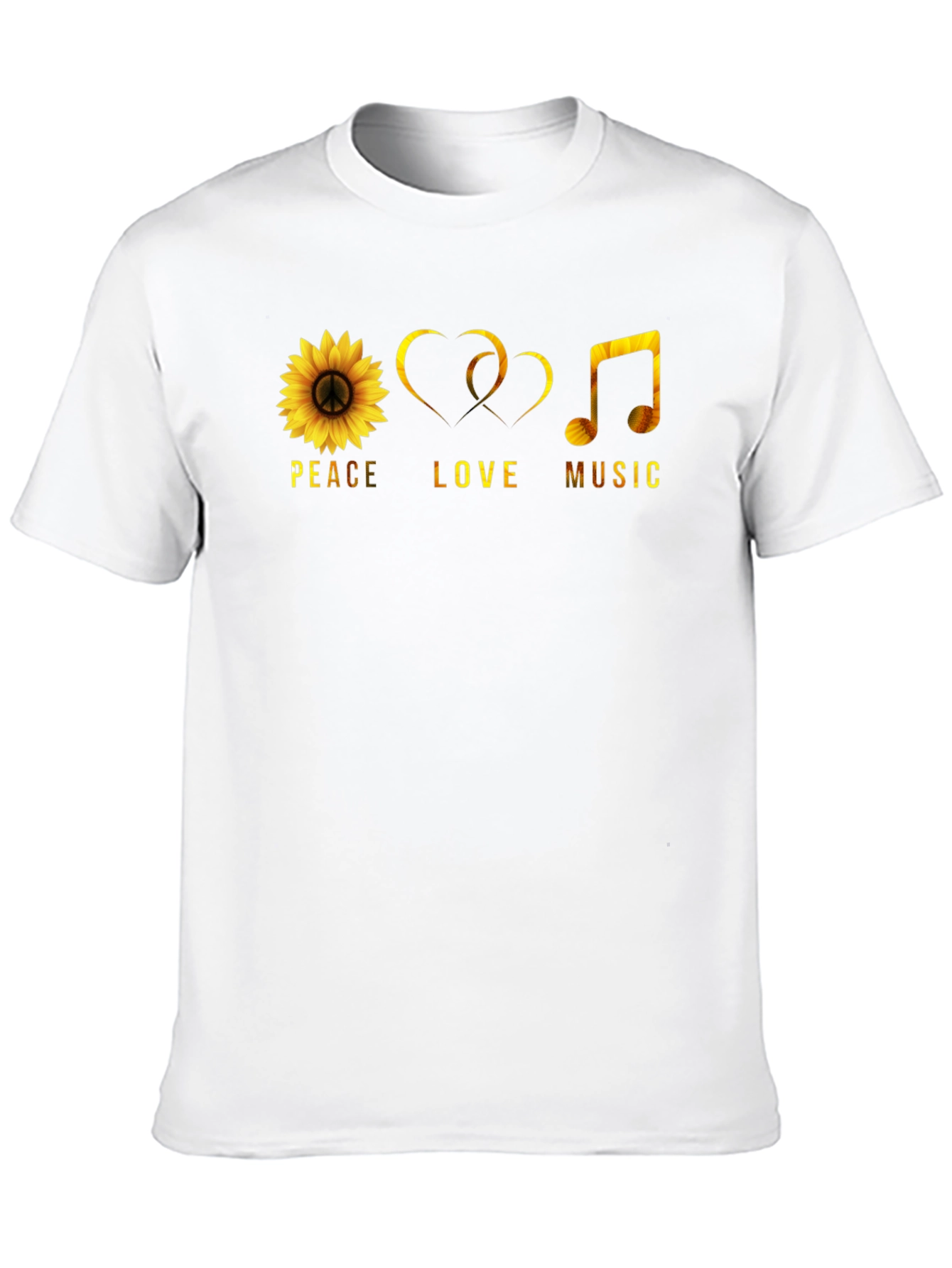 Peace Love Music T-Shirt Sunflower Graphic Tee