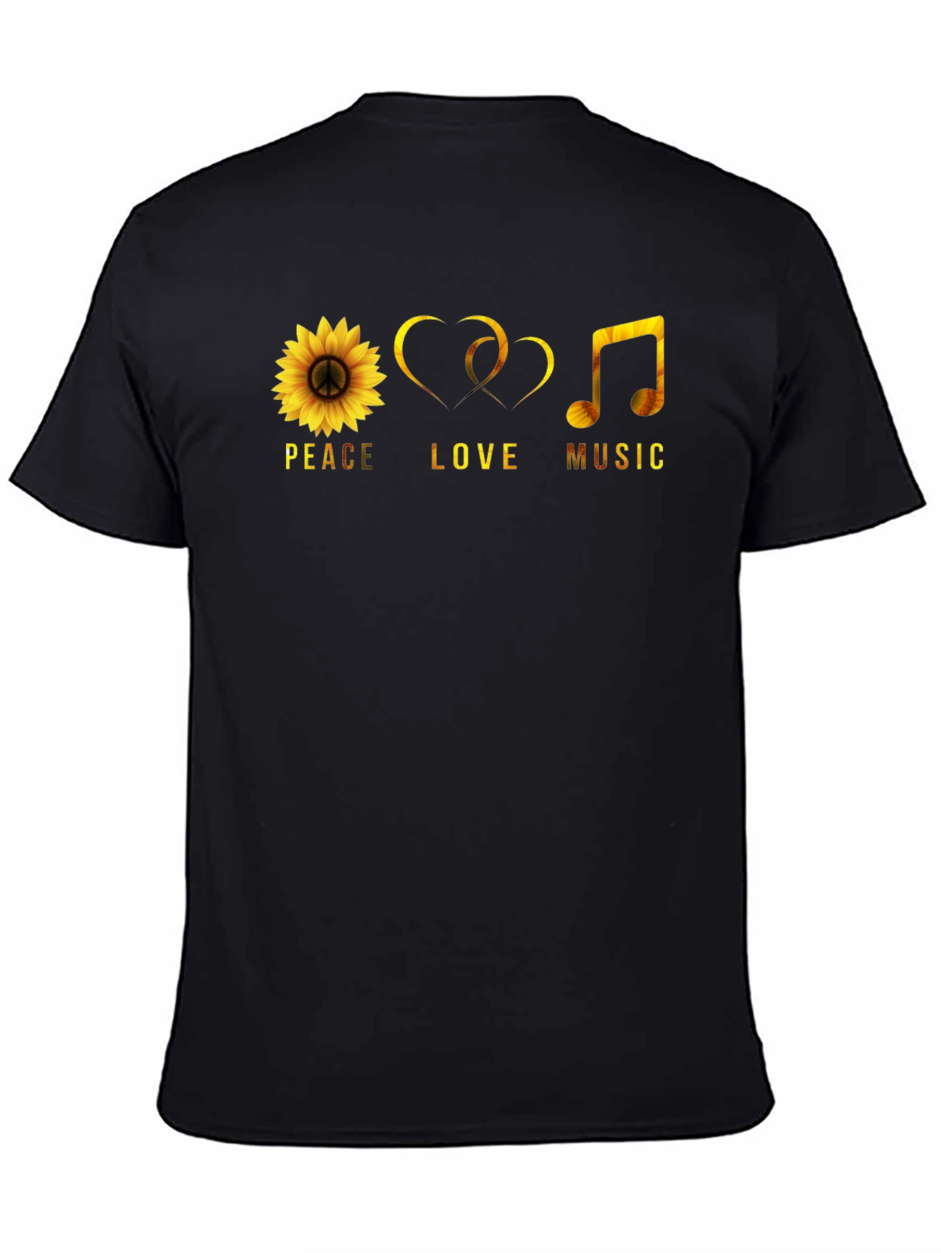 Peace Love Music T-Shirt Sunflower Graphic Tee
