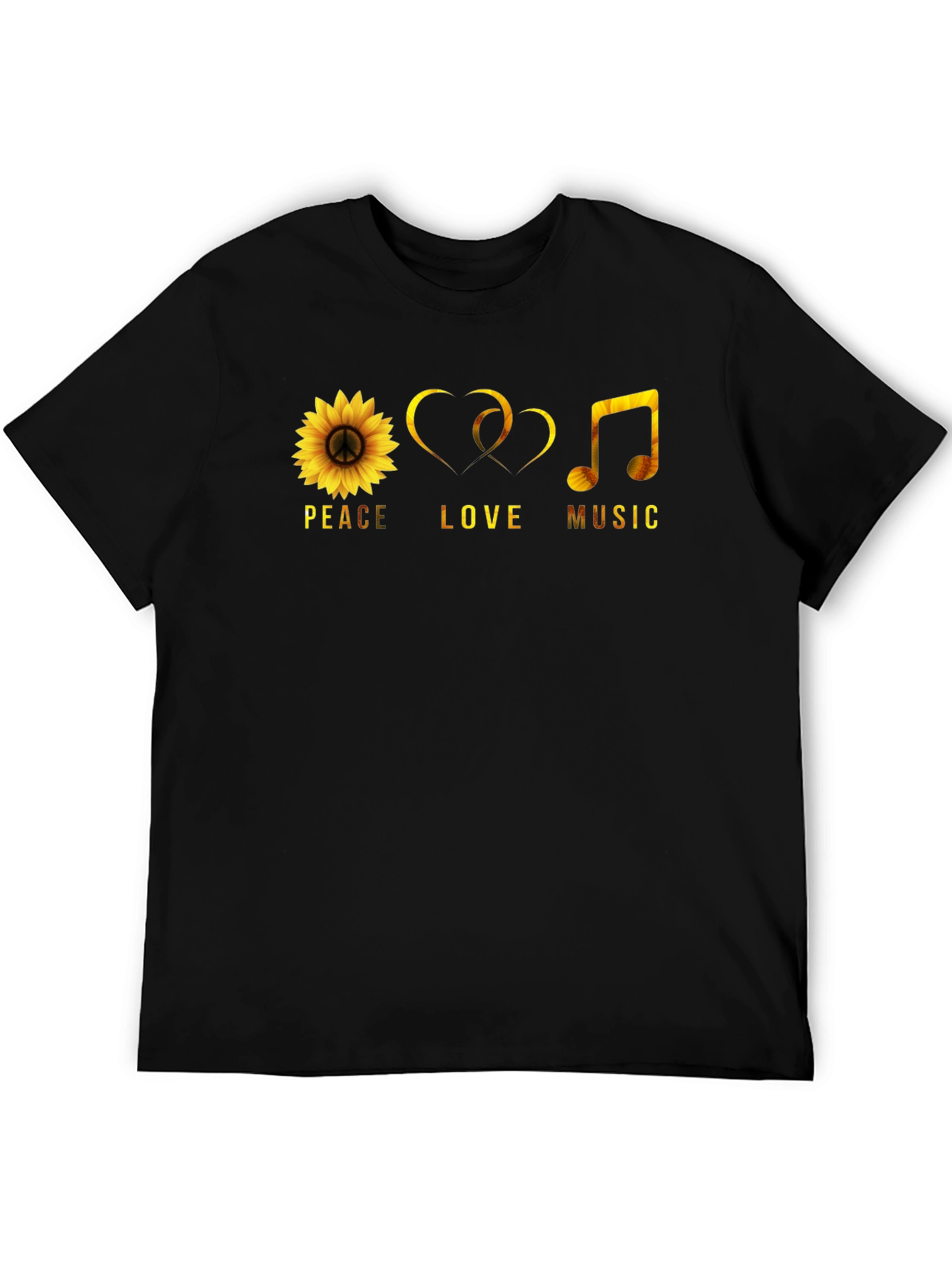 Peace Love Music T-Shirt Sunflower Graphic Tee