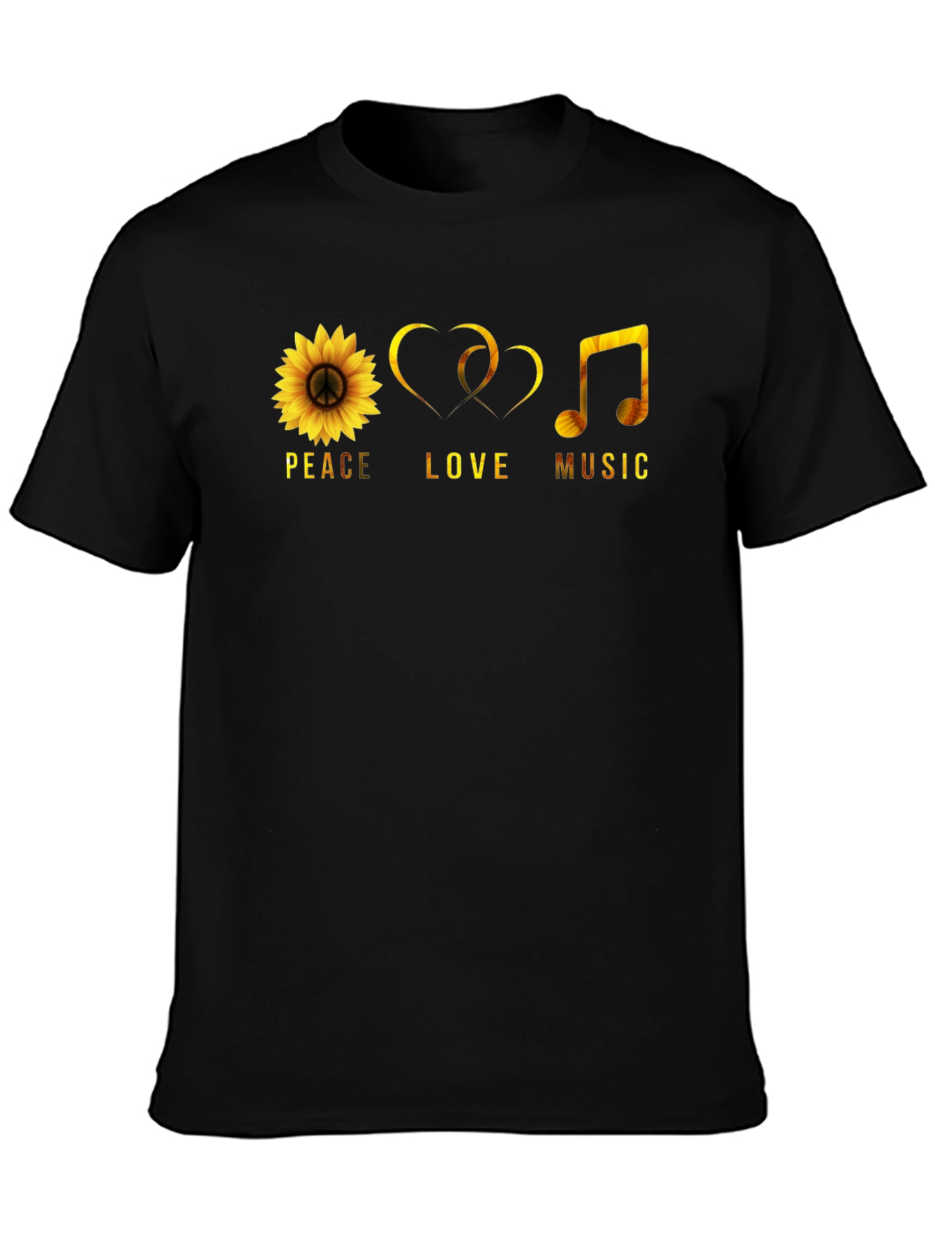 Peace Love Music T-Shirt Sunflower Graphic Tee