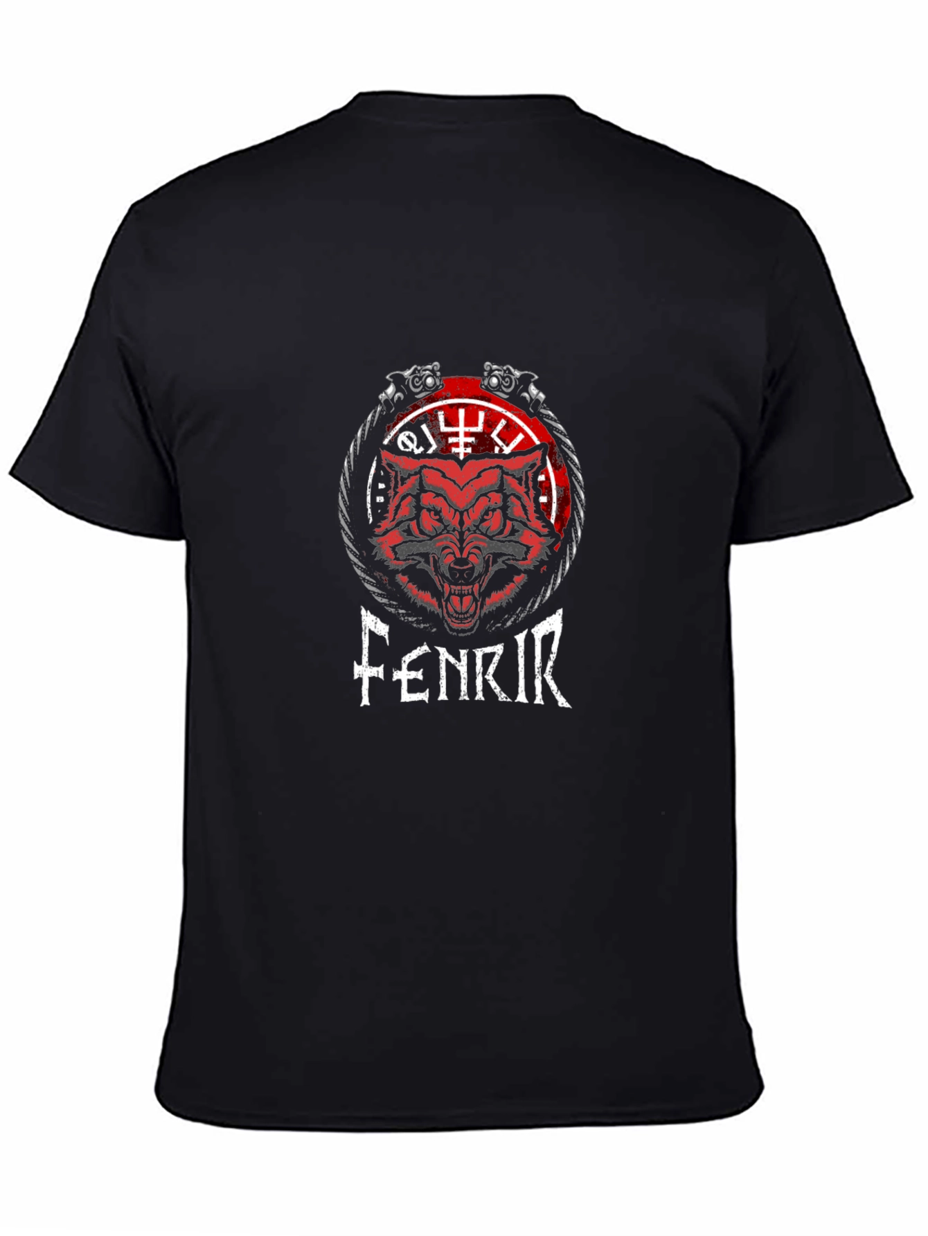 Fenrir Wolf Norse Viking T-Shirt - Black