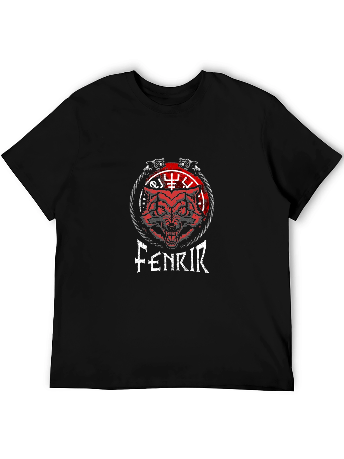 Fenrir Wolf Norse Viking T-Shirt - Black