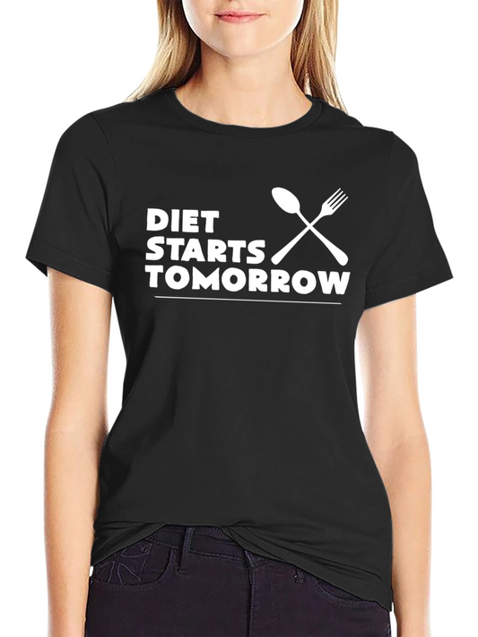 Diet Starts Tomorrow Graphic T-Shirt - Black Cotton Tee