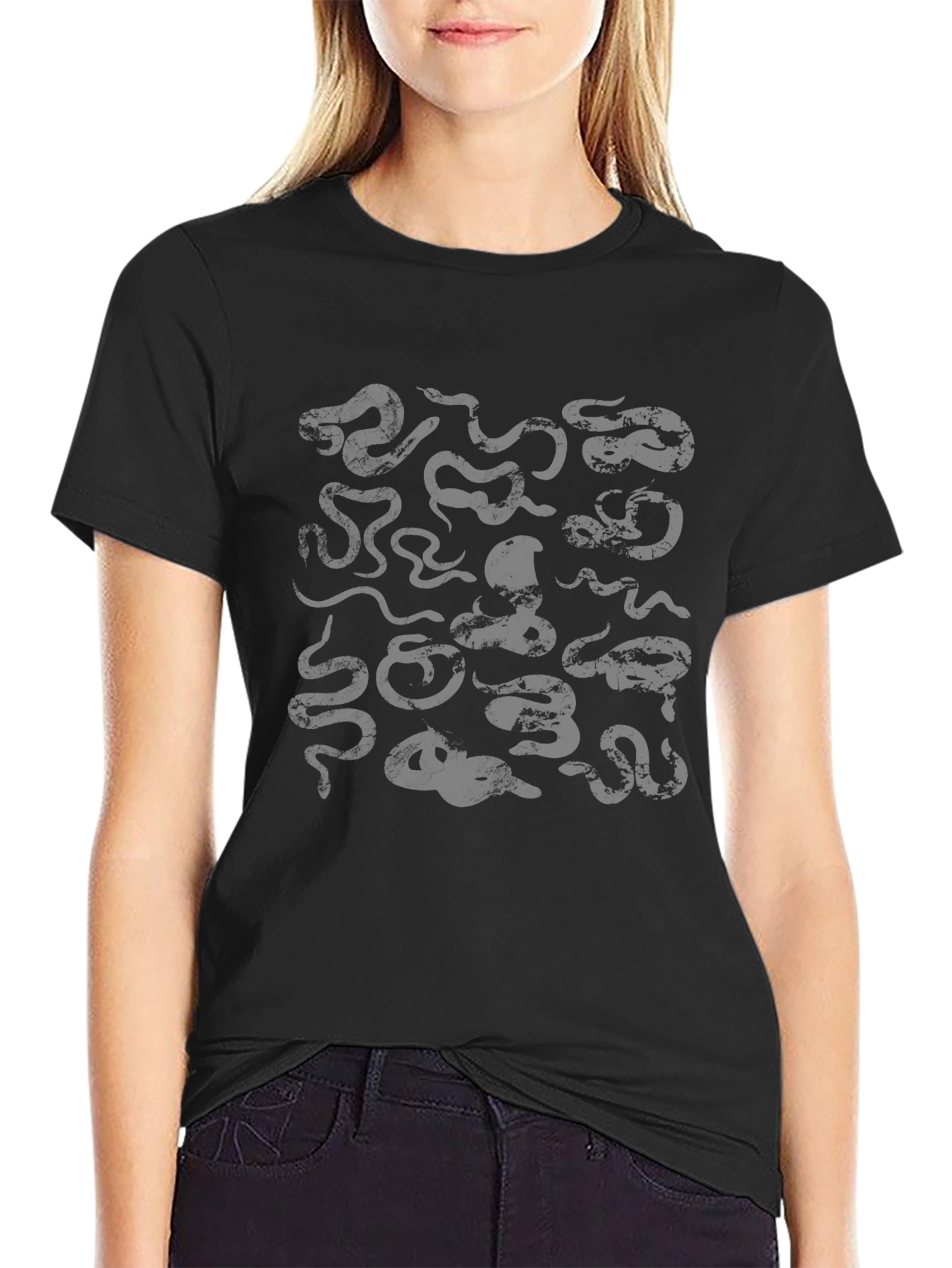 Snake Print Black T-Shirt