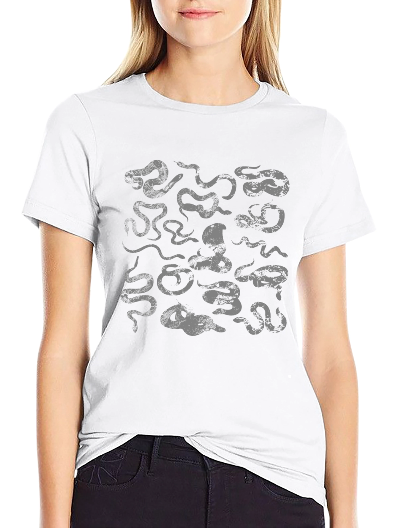 Snake Print Black T-Shirt