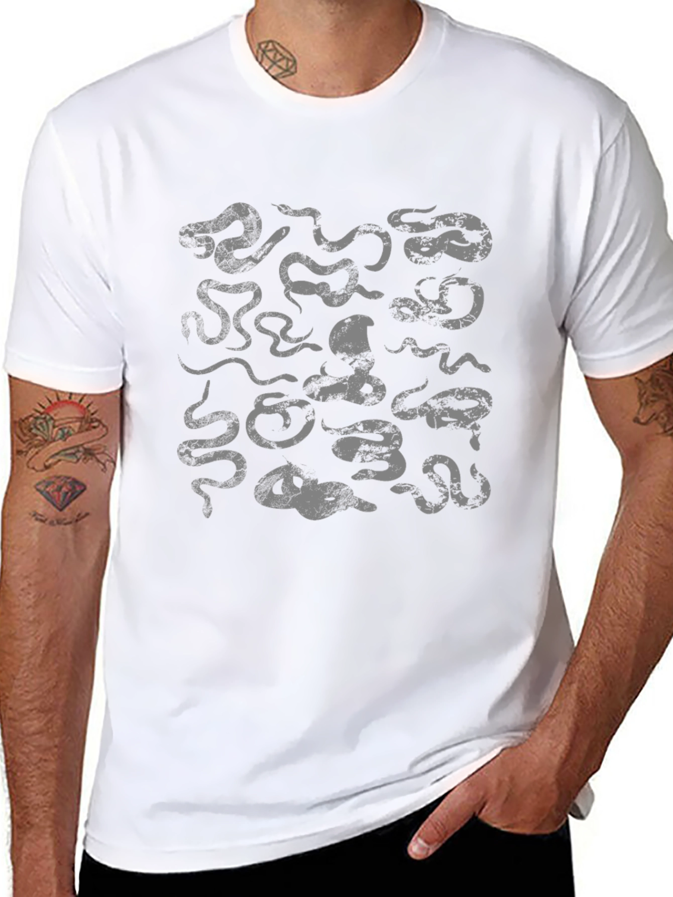 Snake Print Black T-Shirt
