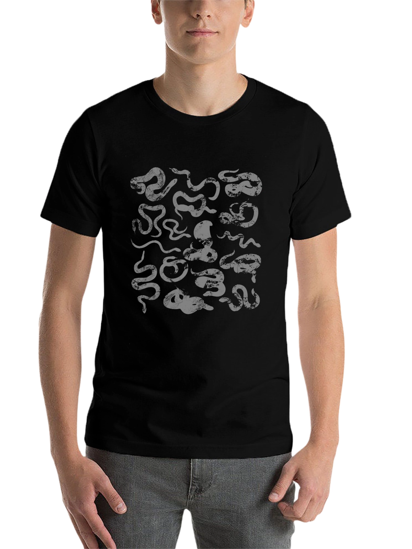 Snake Print Black T-Shirt