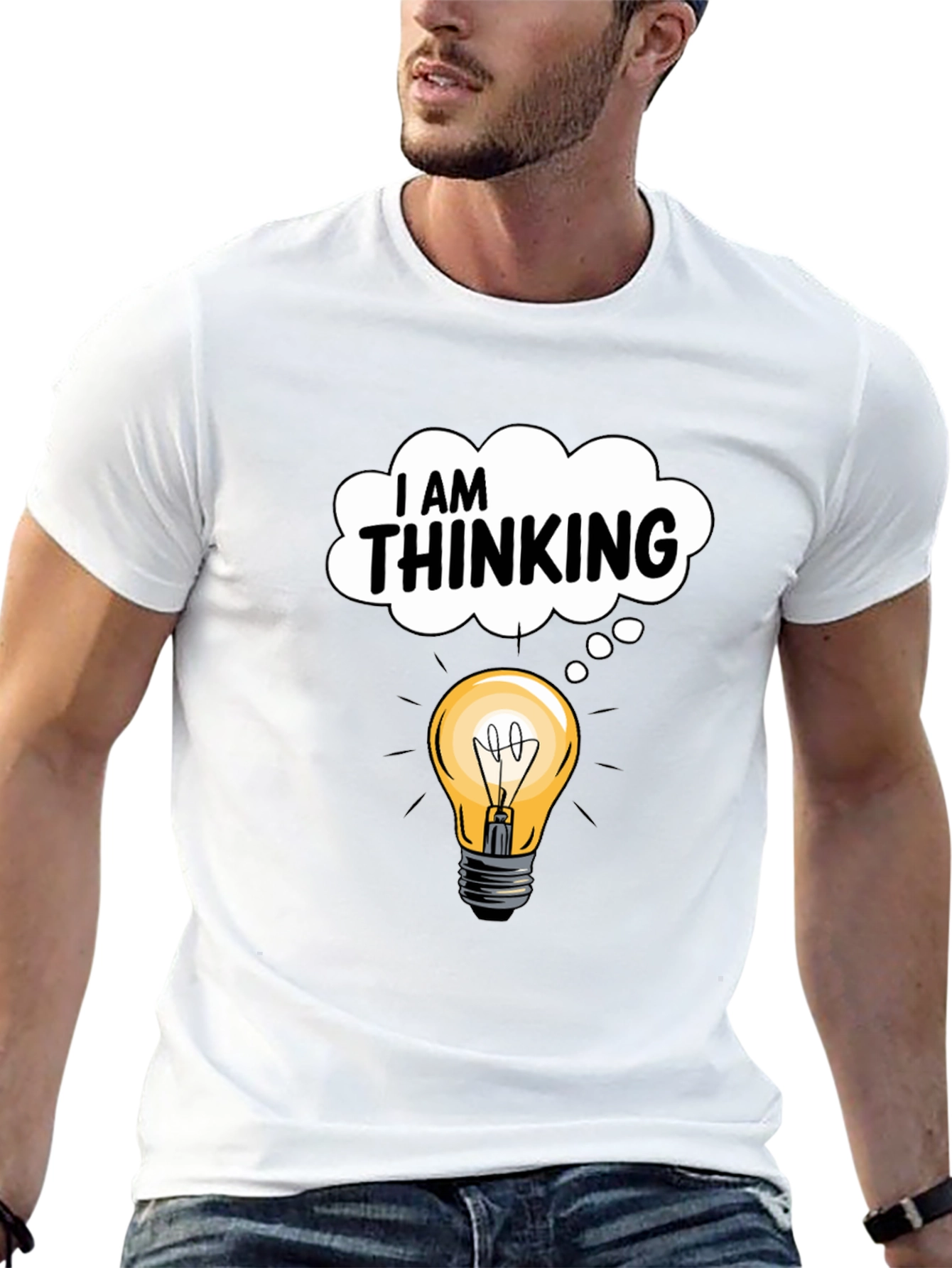 I am Thinking Light Bulb Black Graphic Tee