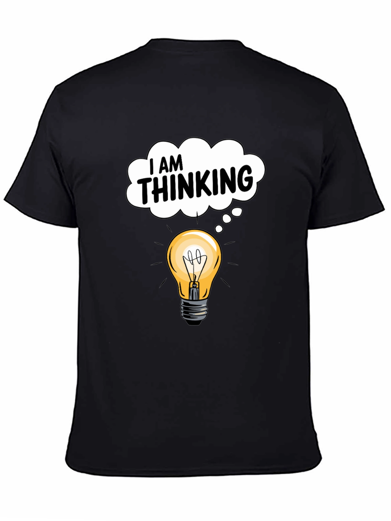 I am Thinking Light Bulb Black Graphic Tee