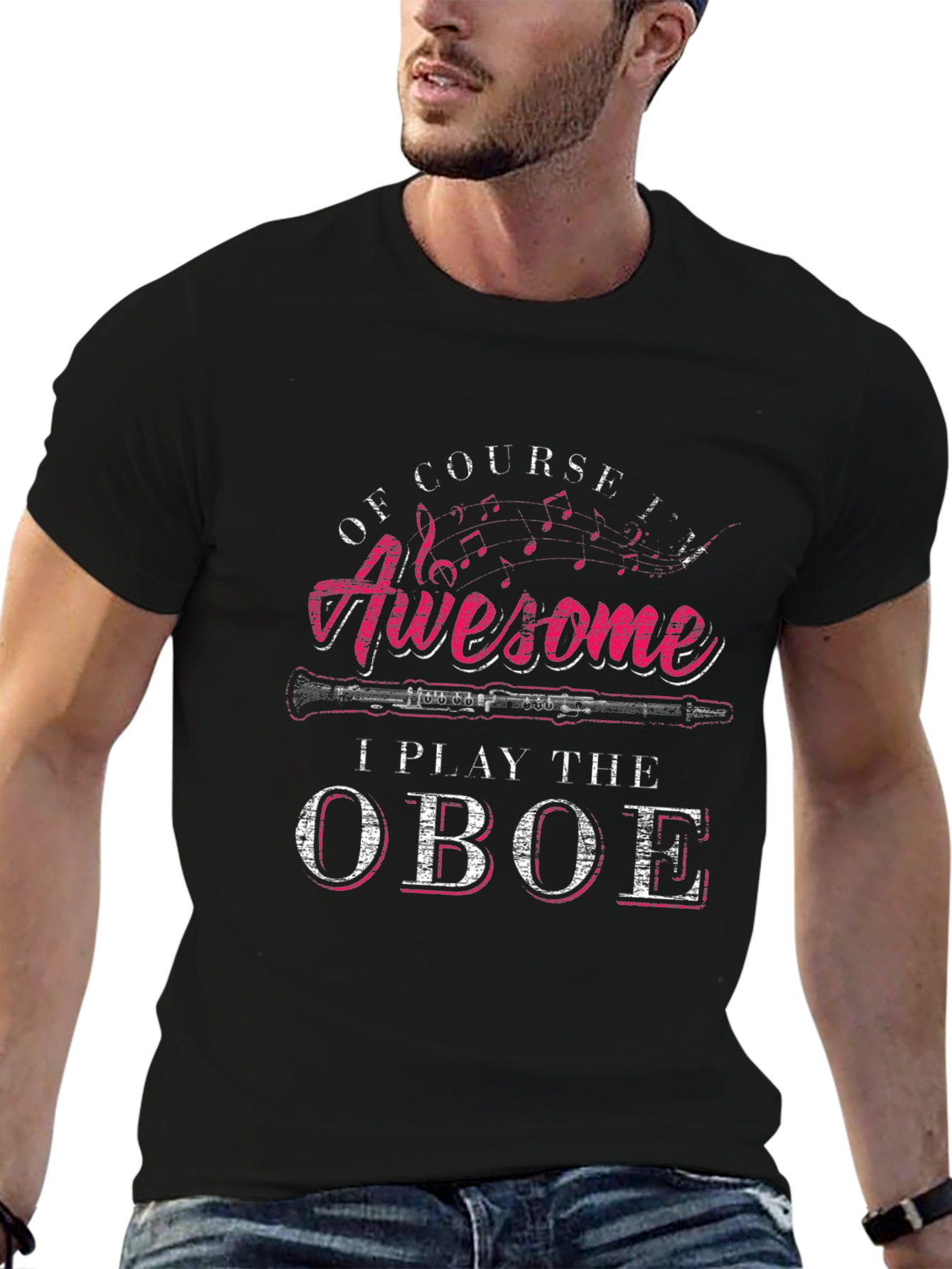 Awesome Oboe Player Black T-Shirt