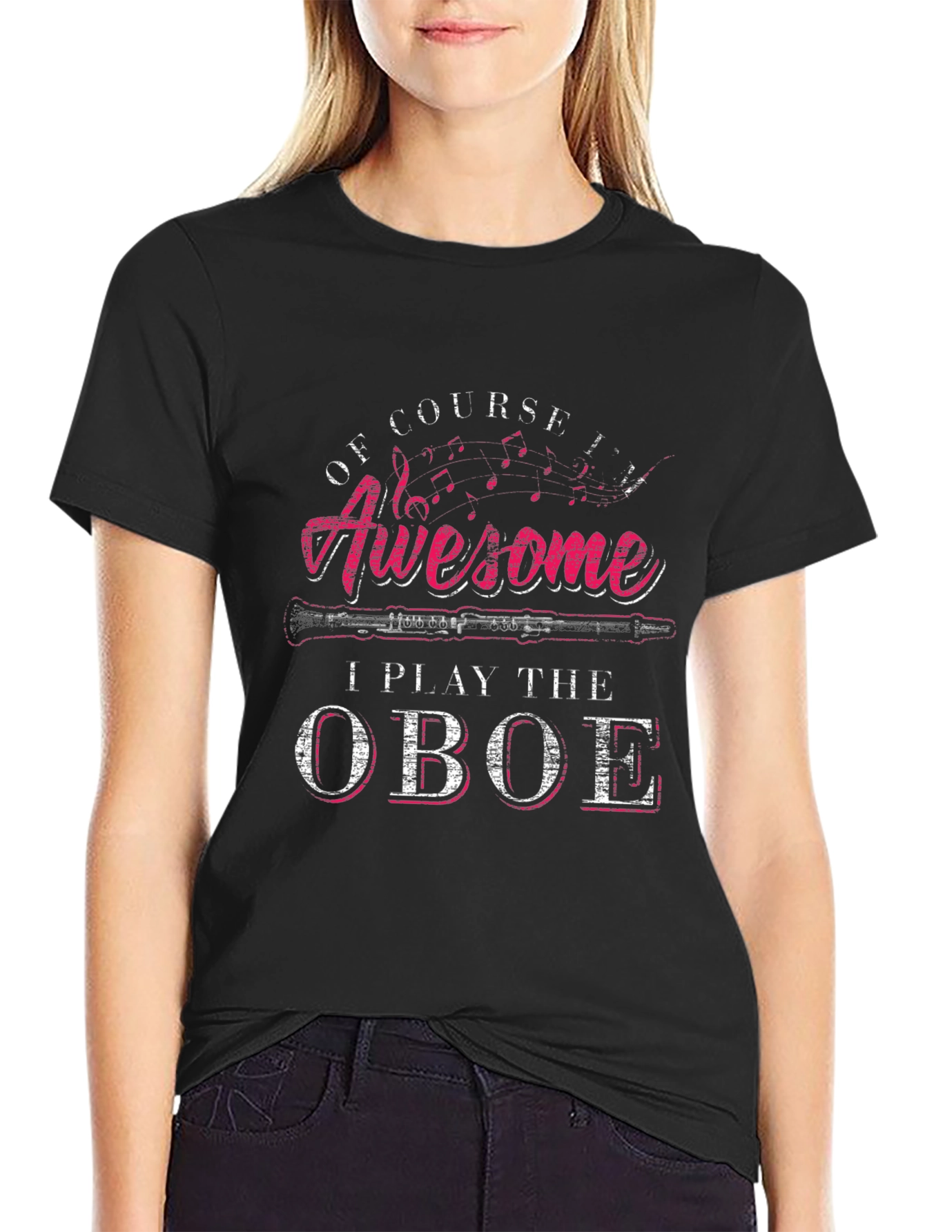Awesome Oboe Player Black T-Shirt