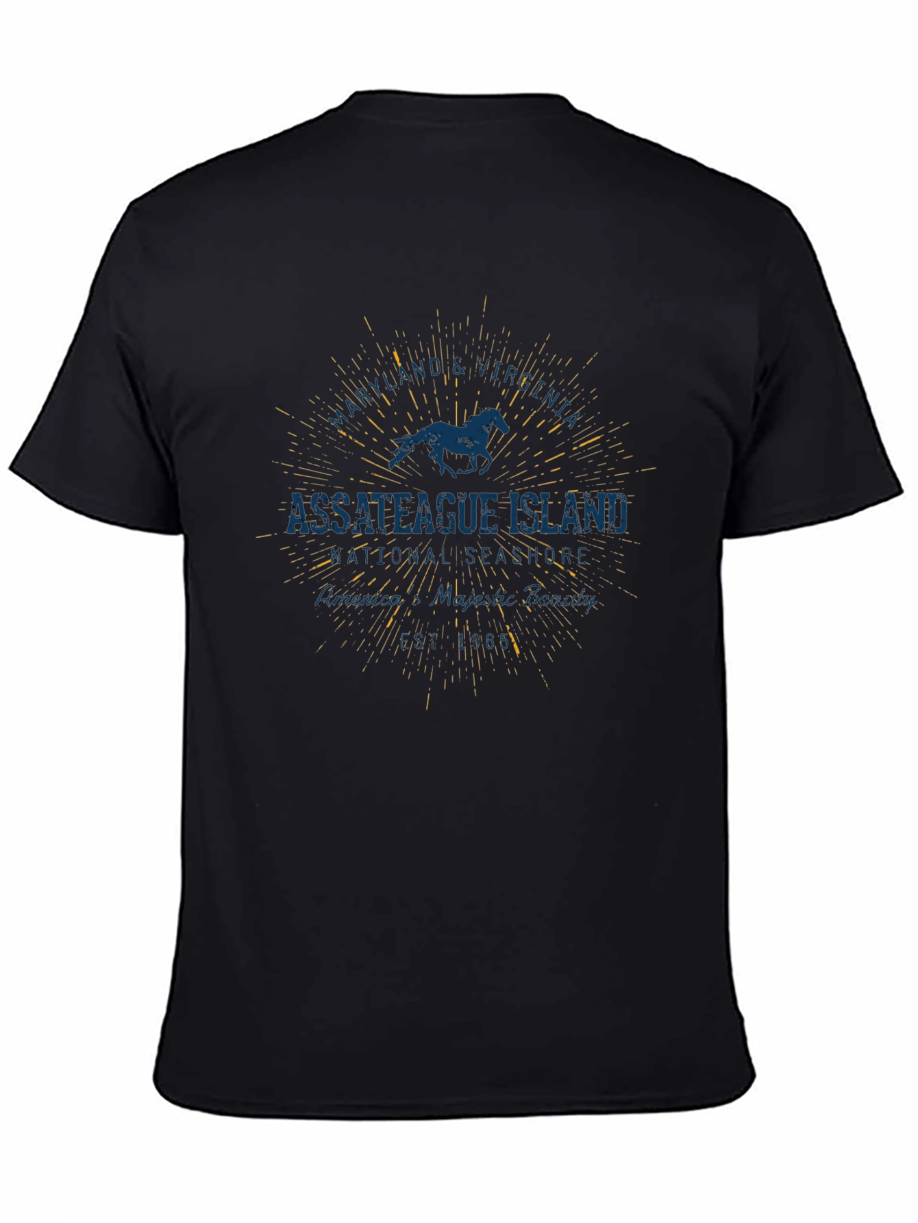 Assateague Island Horse Graphic Black T-Shirt