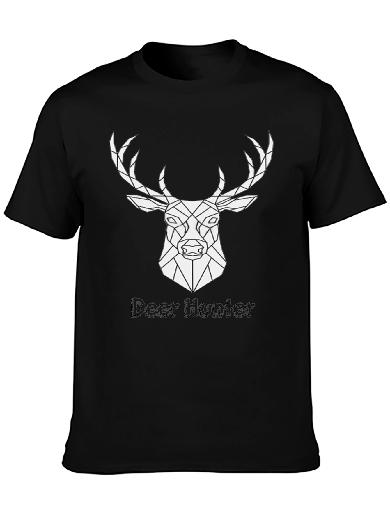 Geometric Deer Hunter Black T-Shirt