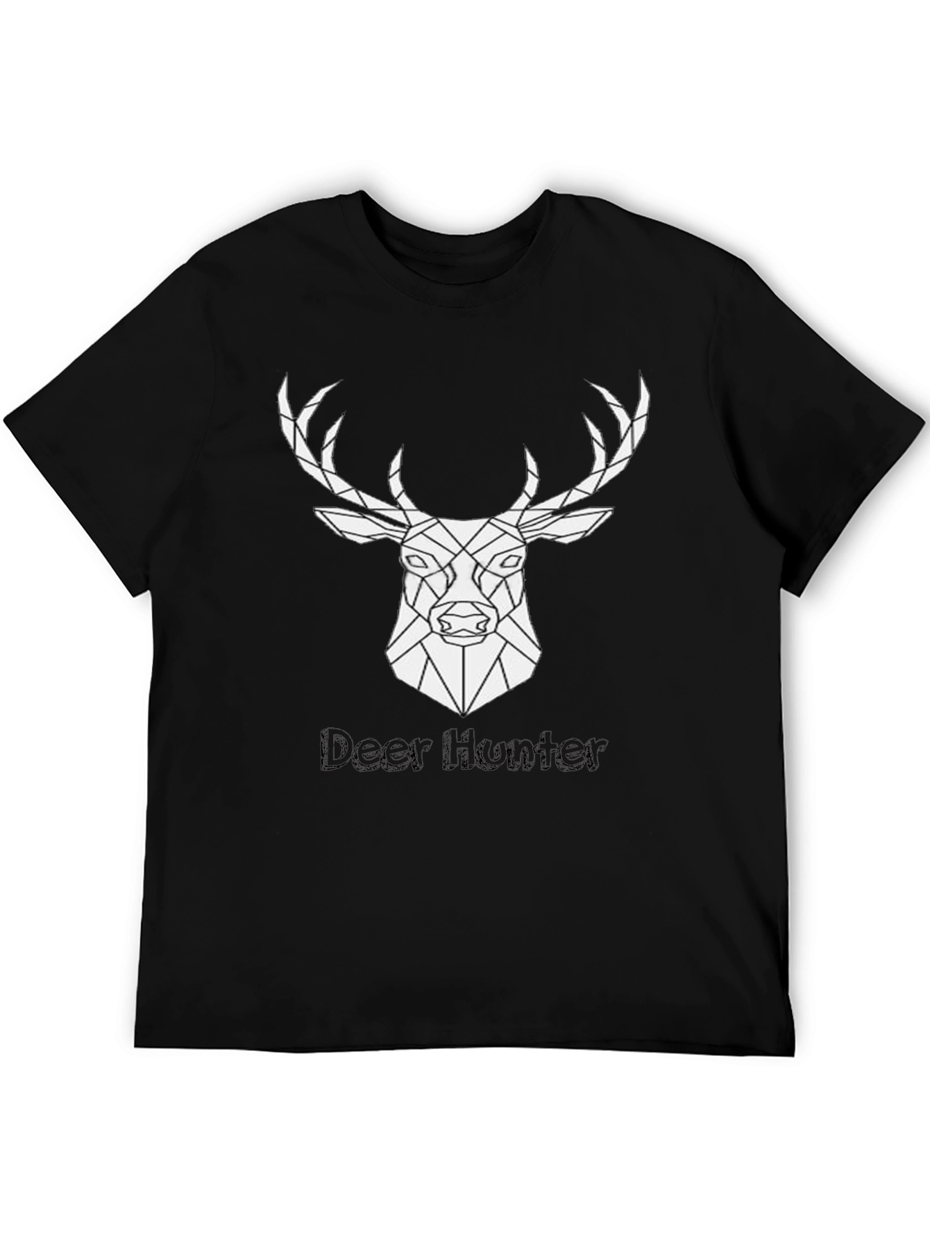 Geometric Deer Hunter Black T-Shirt