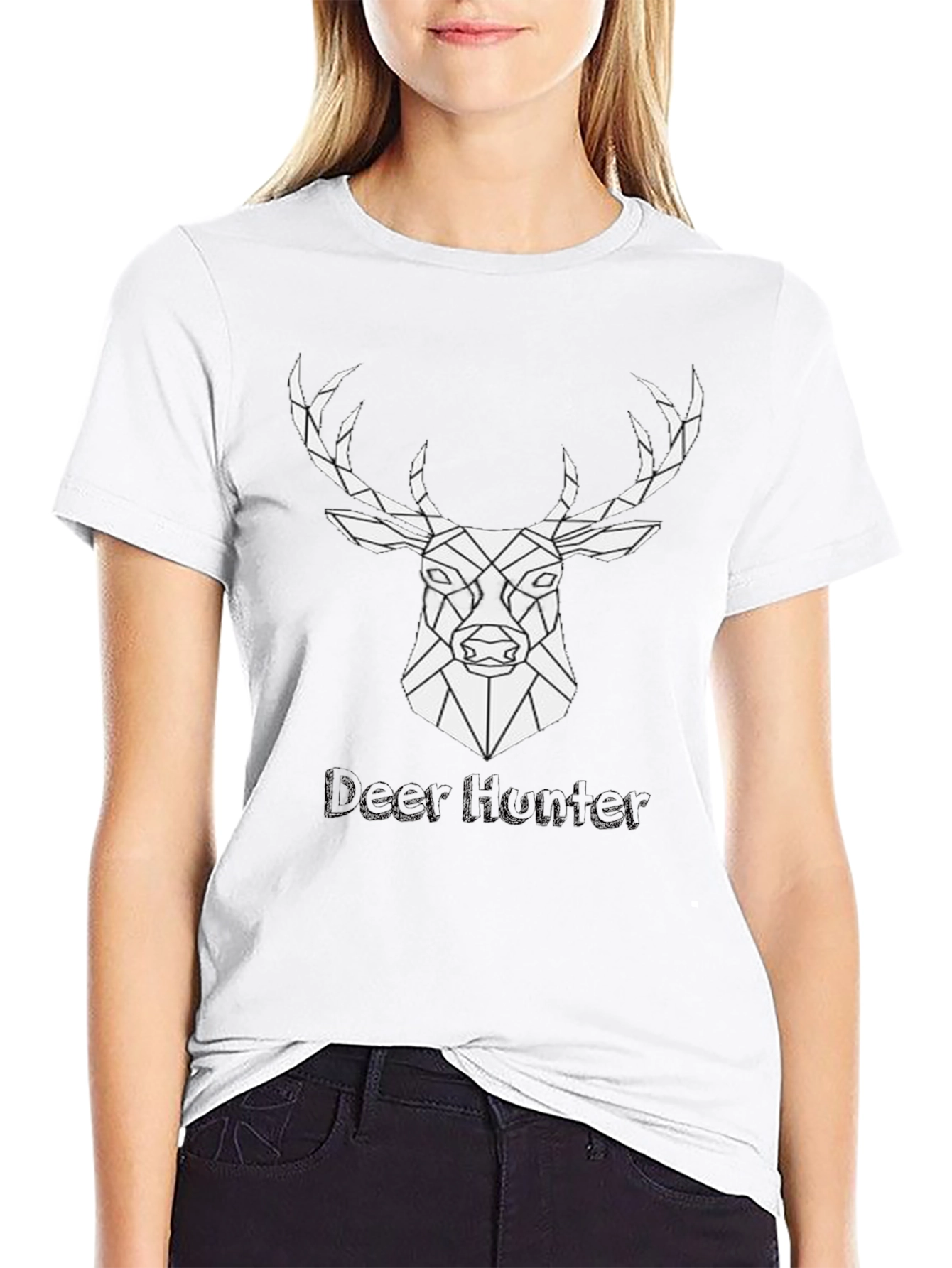 Geometric Deer Hunter Black T-Shirt