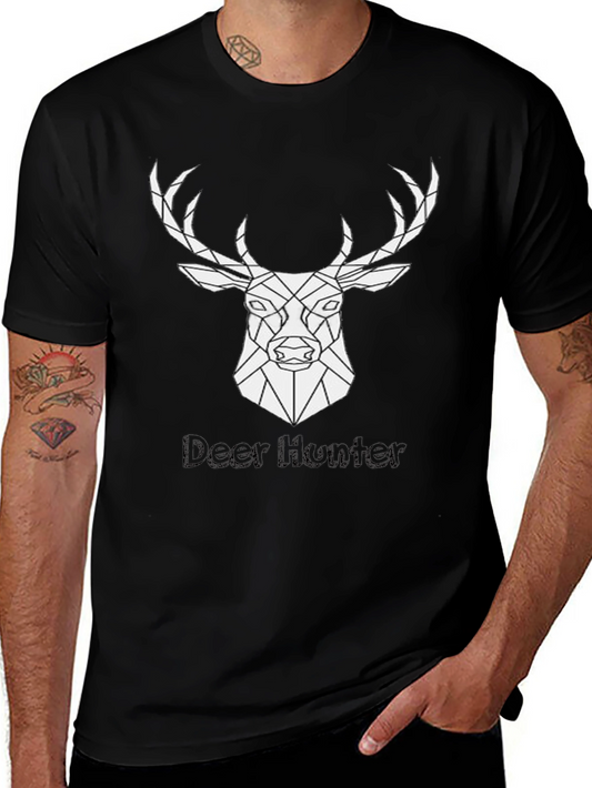 Geometric Deer Hunter Black T-Shirt