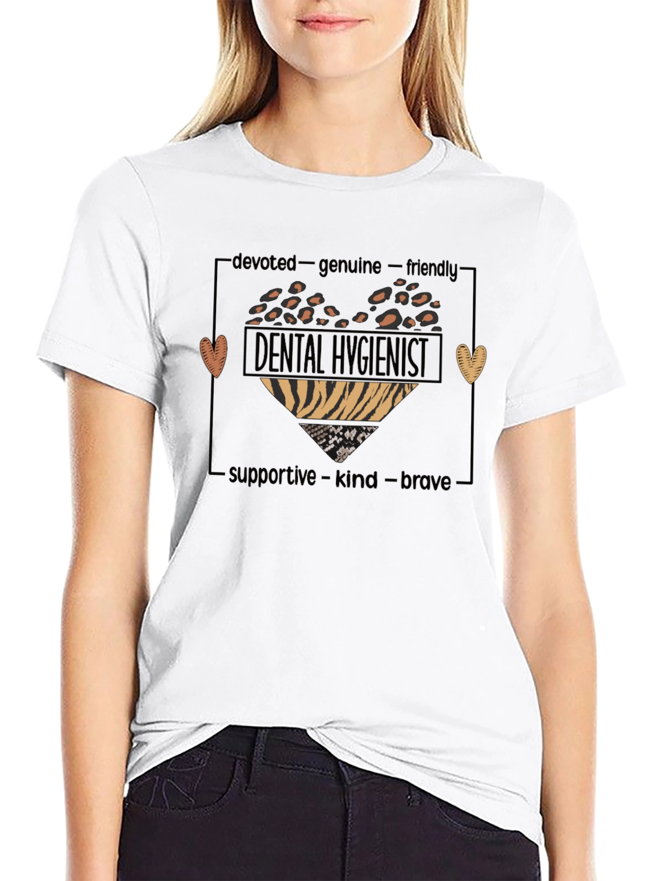 Dental Hygienist Heart T-Shirt - Devoted Genuine Friendly