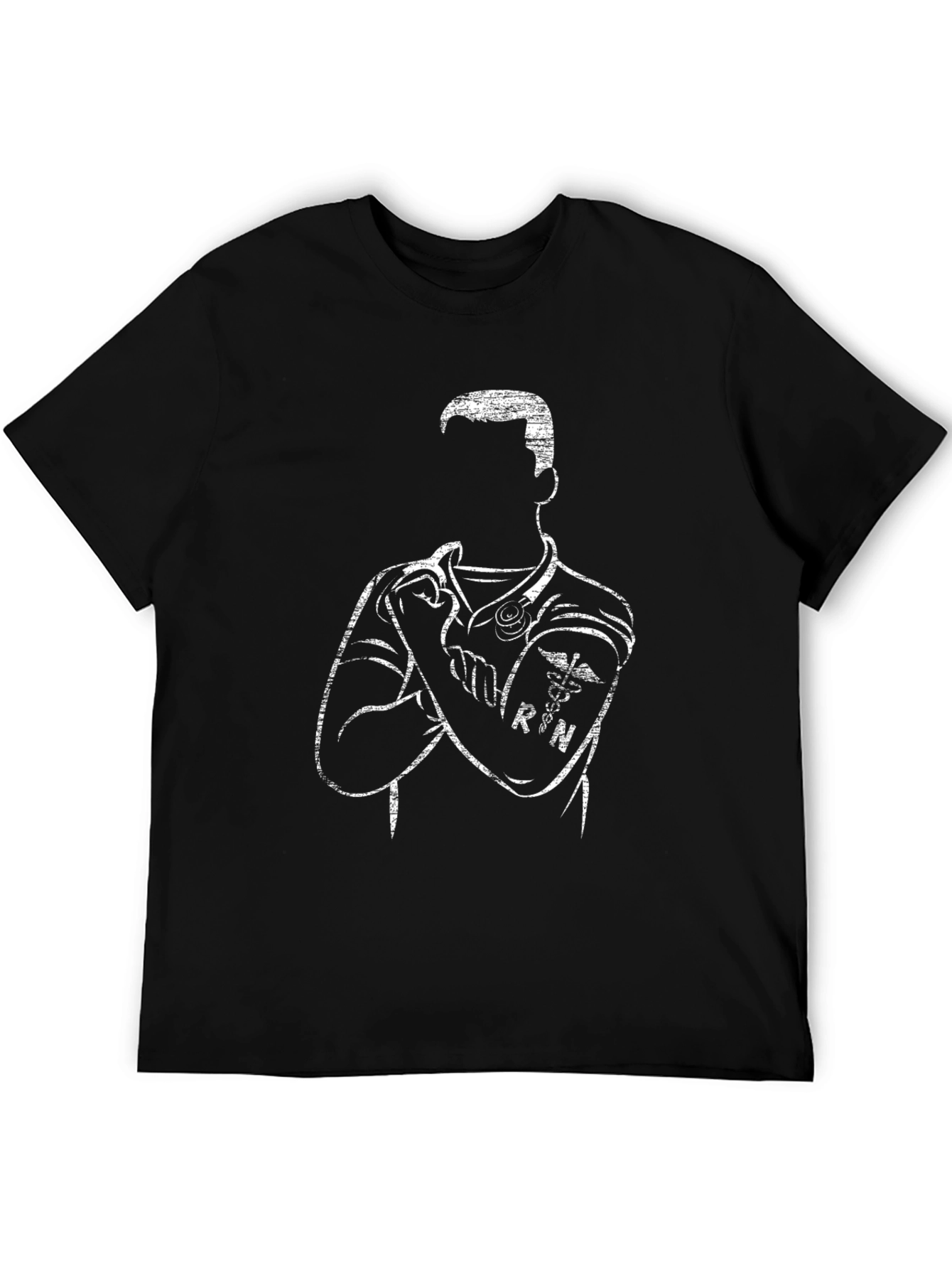 Nurse RN Silhouette Graphic T-Shirt - Black