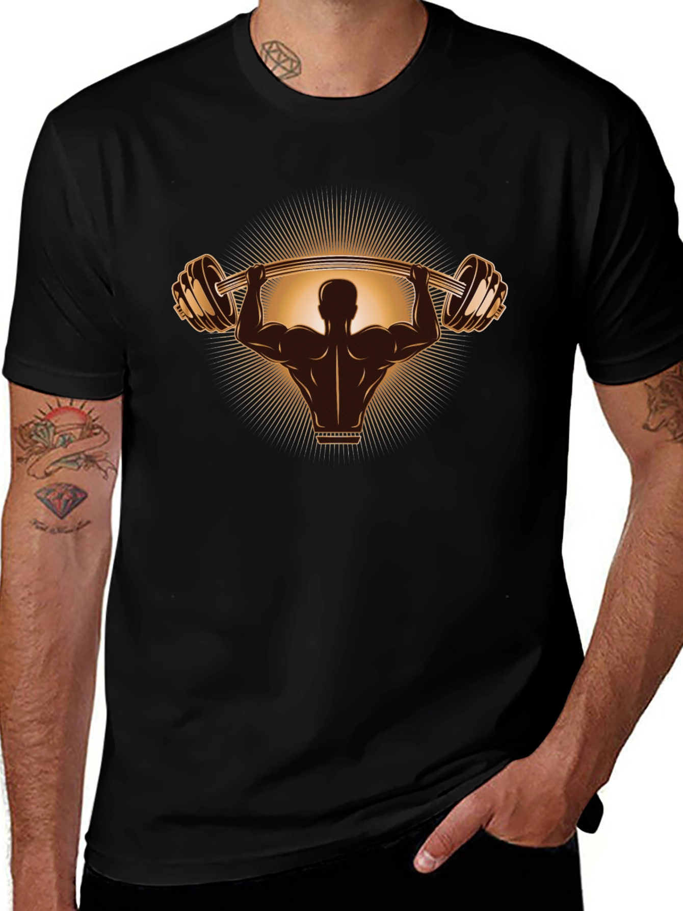 Weightlifter Graphic Tee - Black Cotton T-Shirt