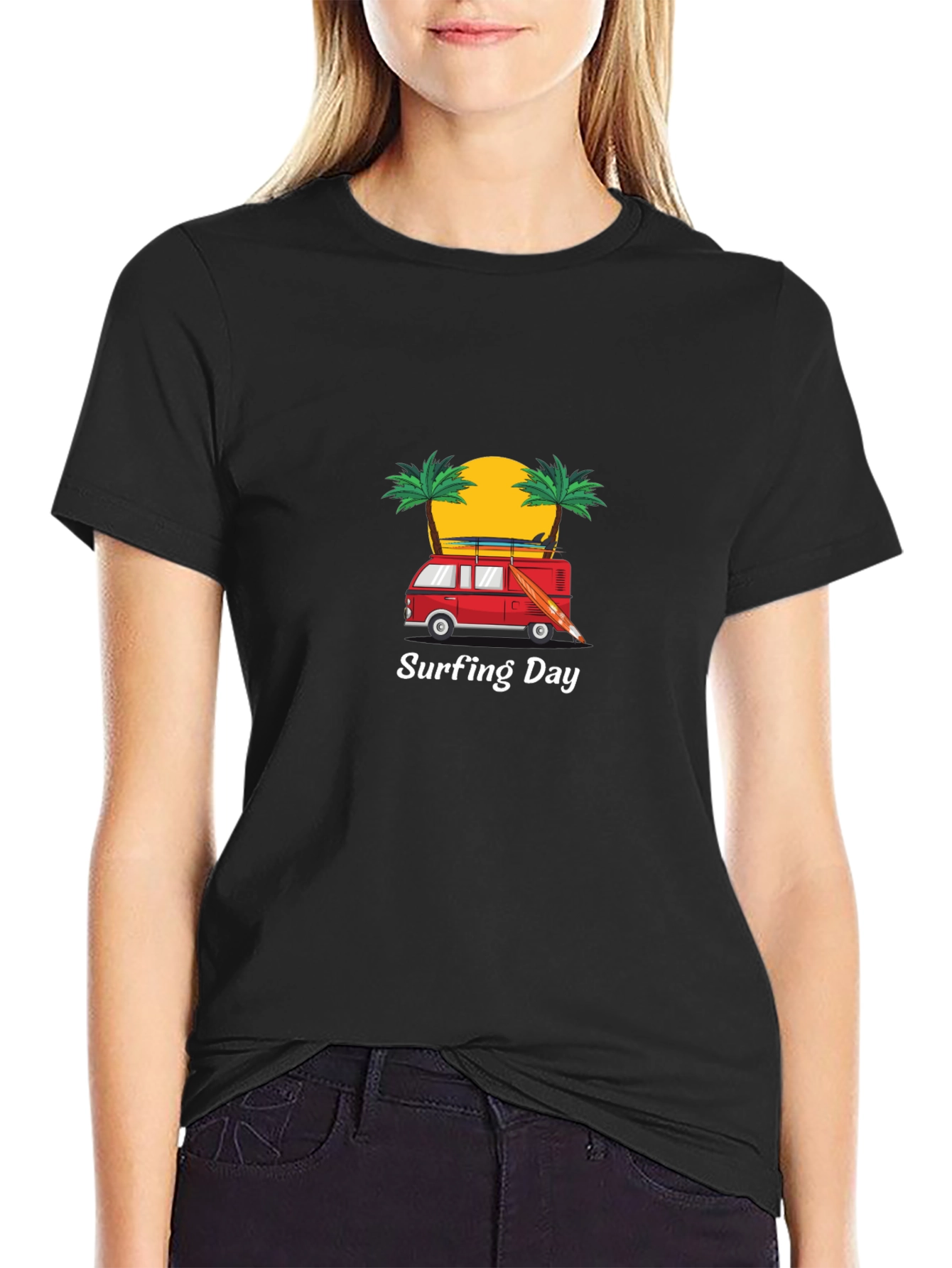Surfing Day Graphic Tee - Black T-Shirt