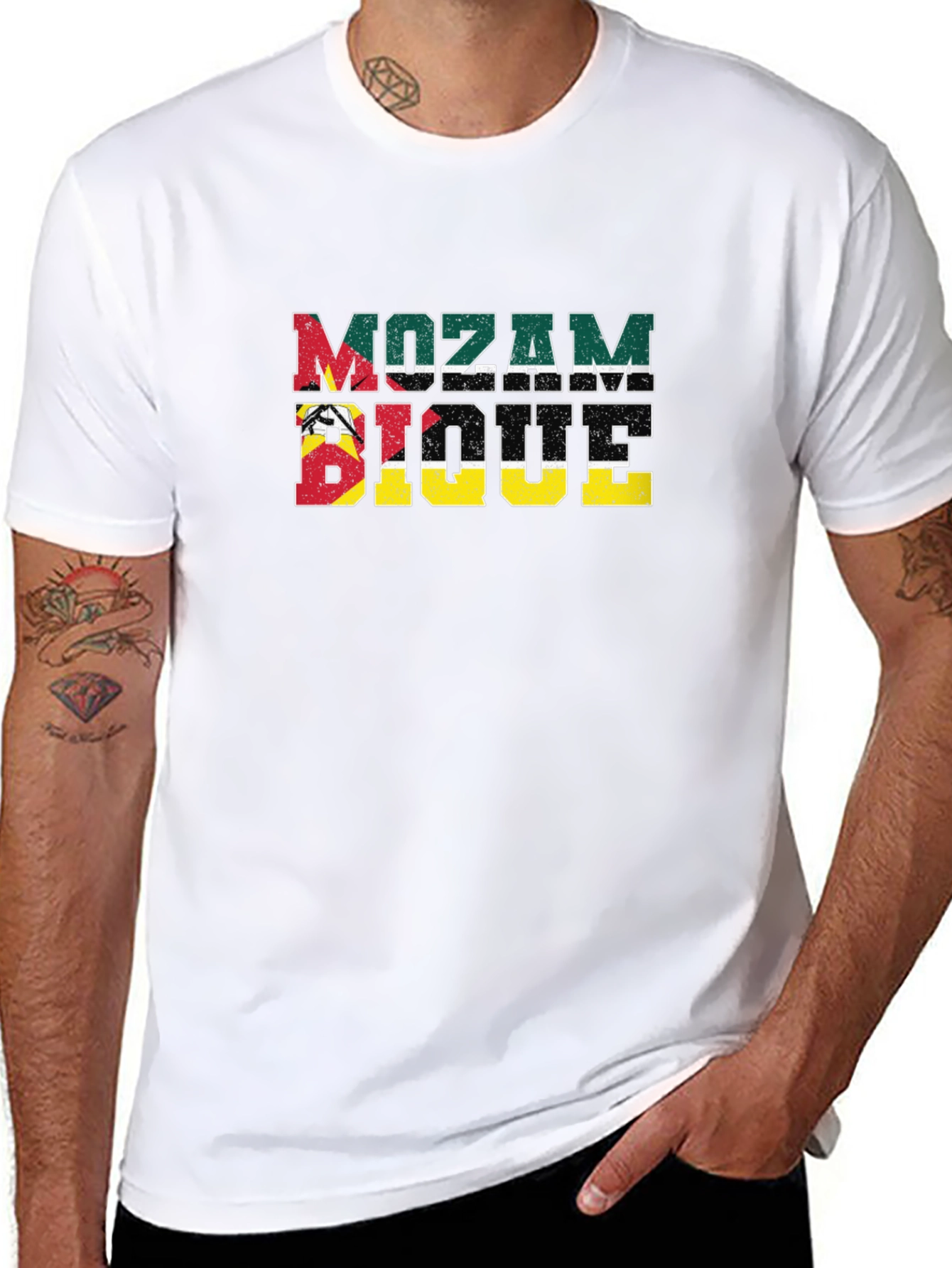 Mozambique Flag T-Shirt Distressed Design