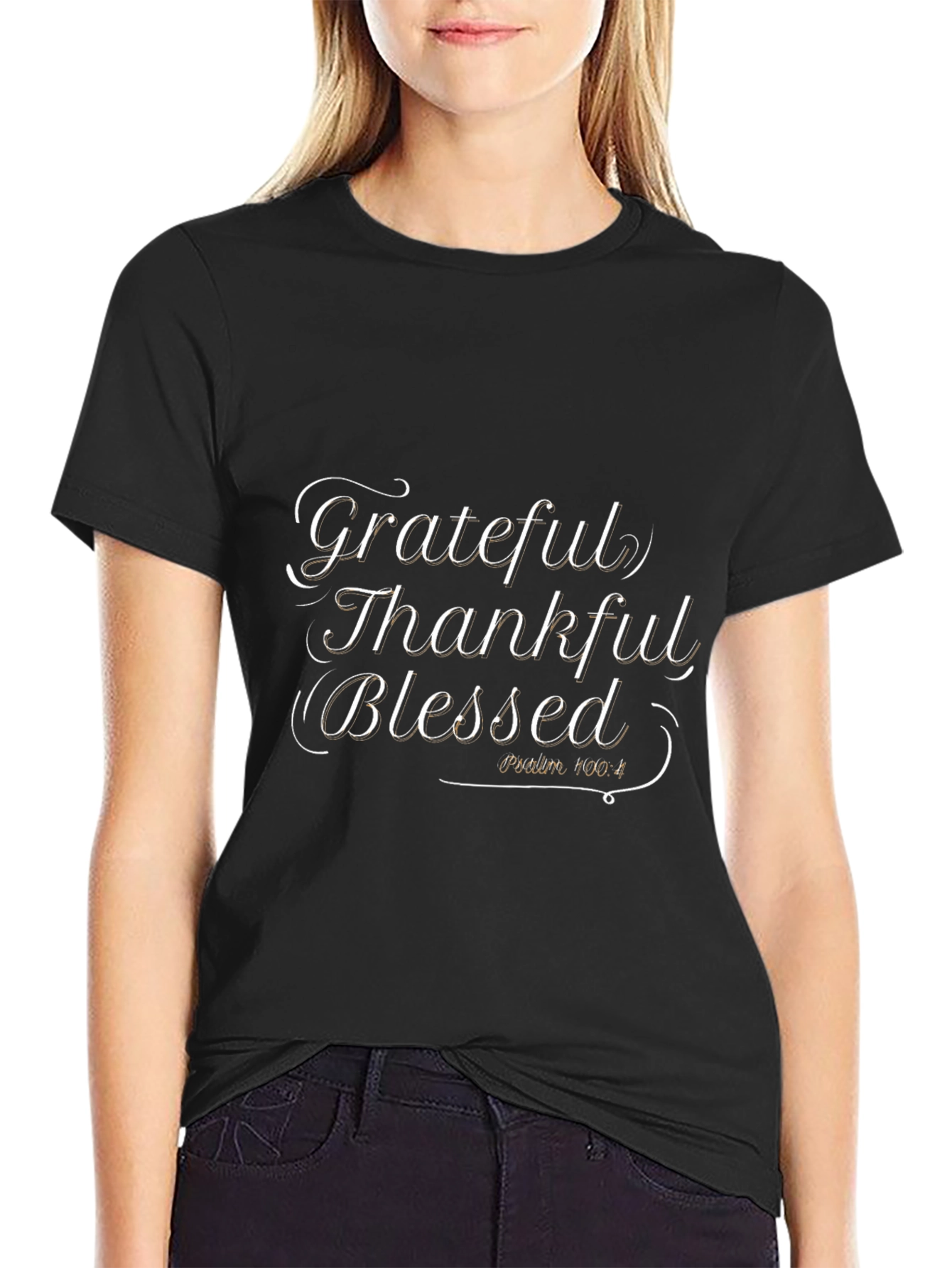 Grateful Thankful Blessed Black T-Shirt