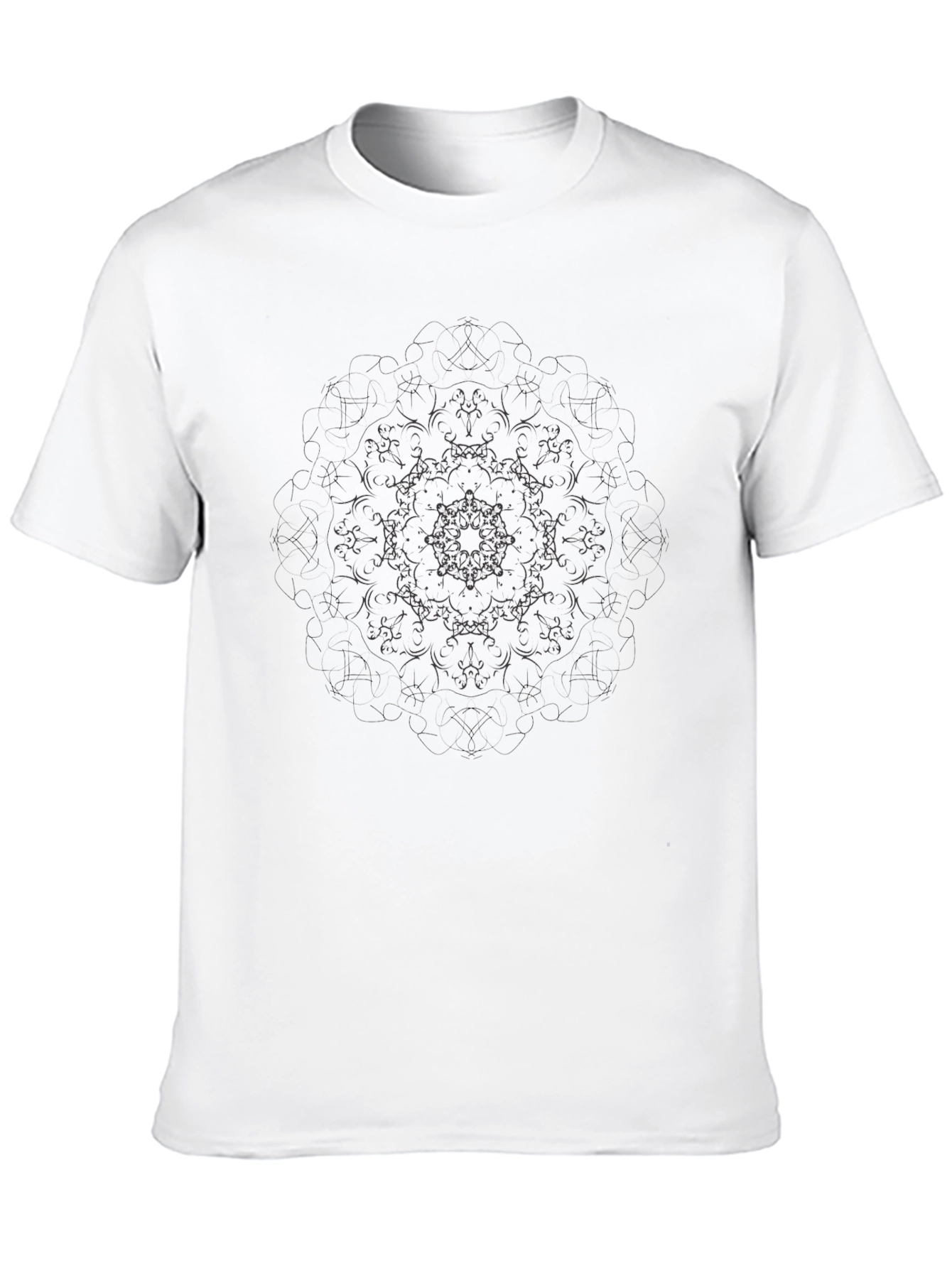Black T-Shirt with Subtle Mandala Print