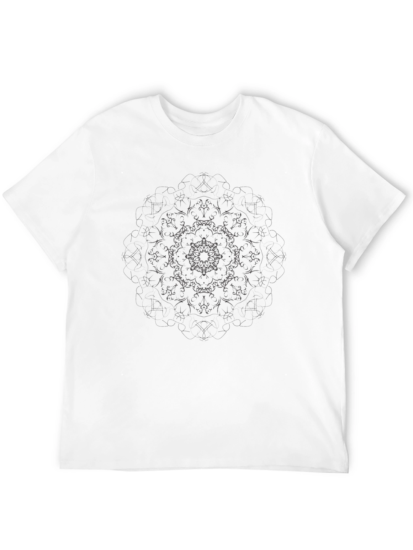 Black T-Shirt with Subtle Mandala Print