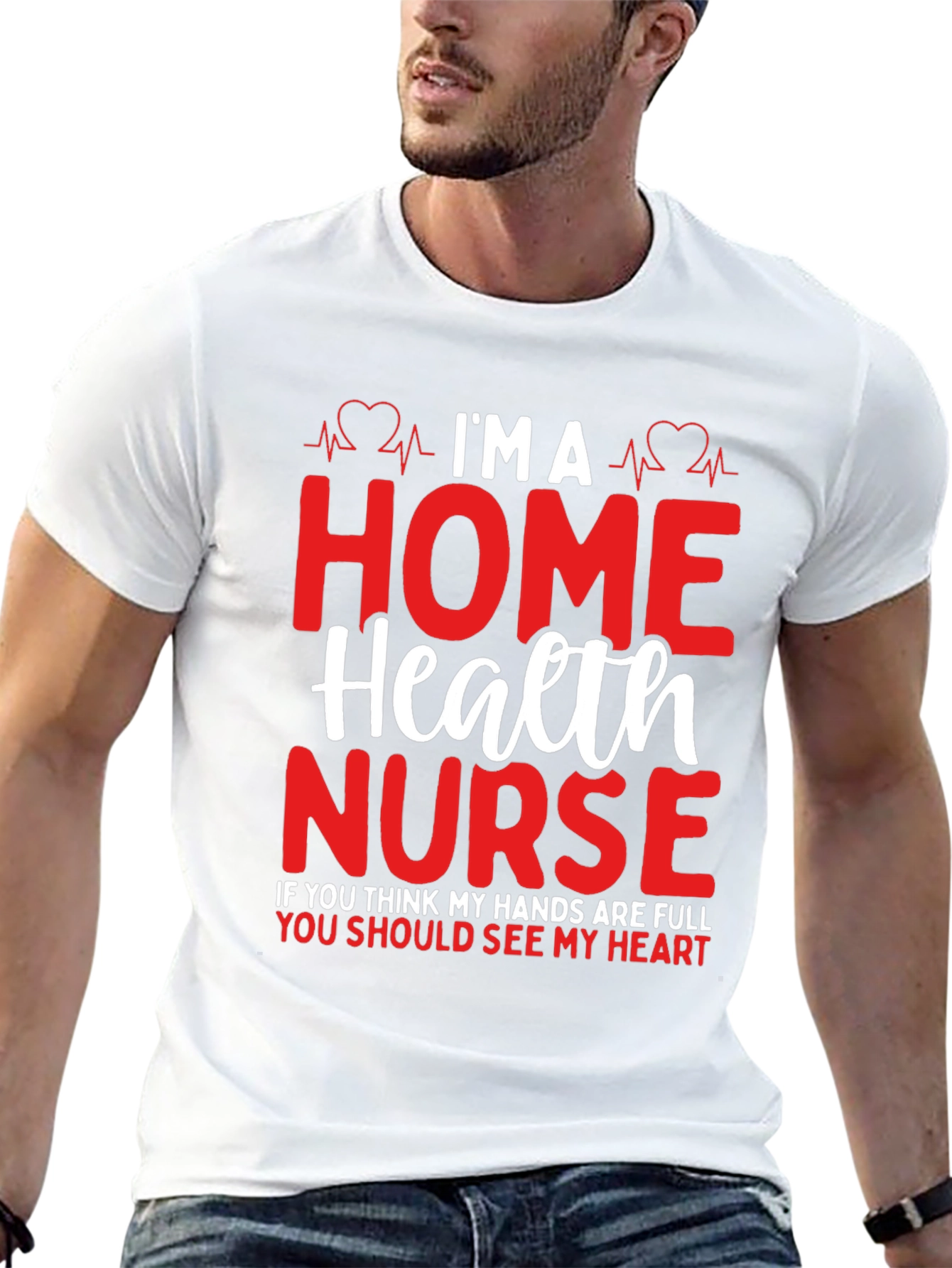 Home Health Nurse Heartbeat Graphic T-Shirt