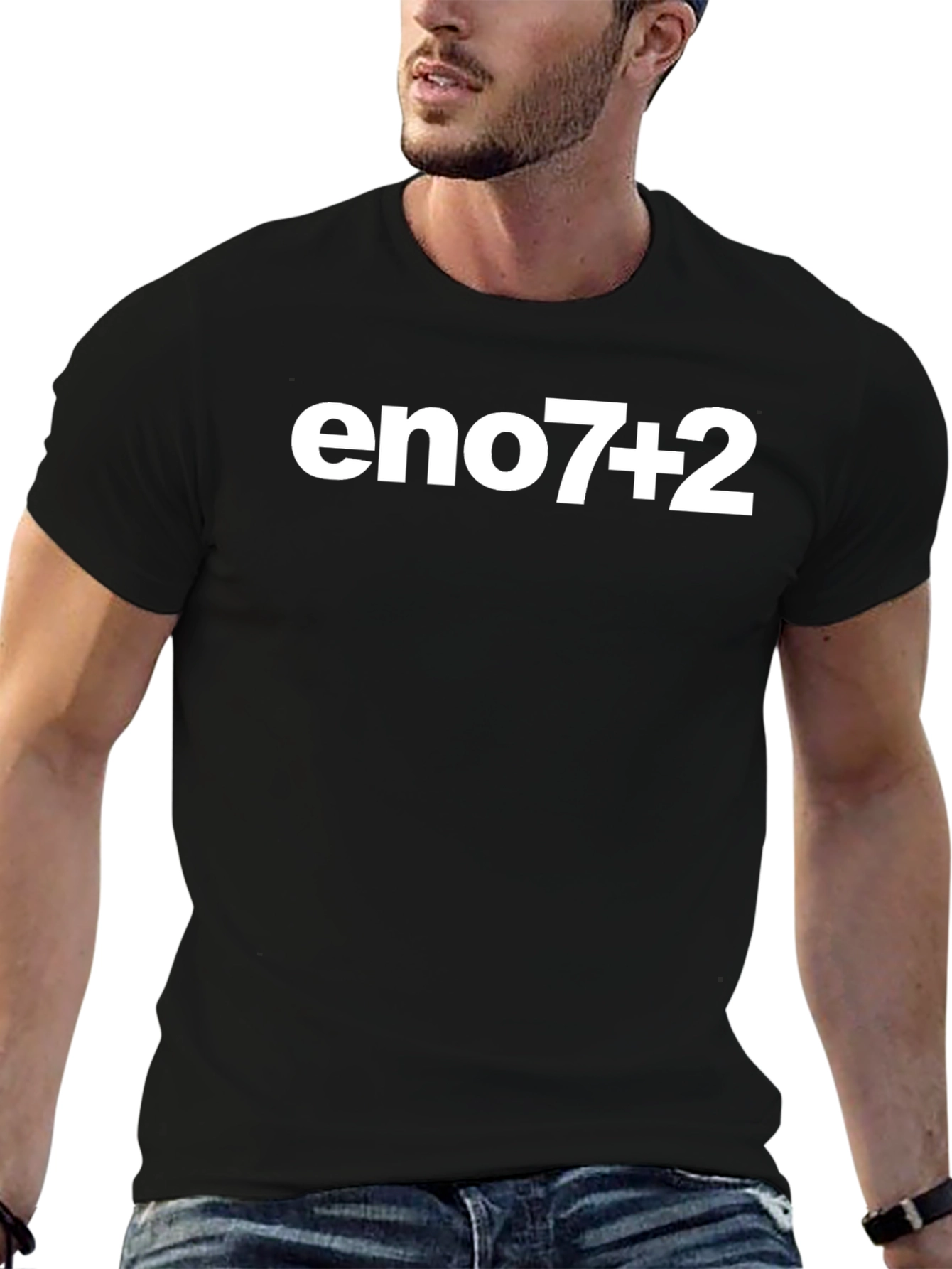 Eno7+2 Graphic Tee - Black Cotton Blend T-Shirt