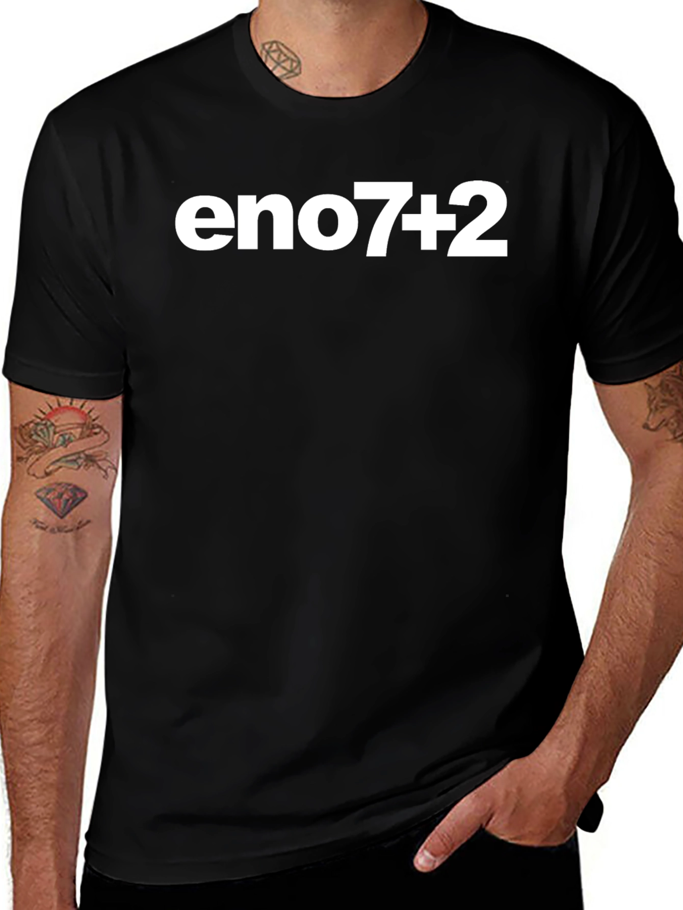 Eno7+2 Graphic Tee - Black Cotton Blend T-Shirt