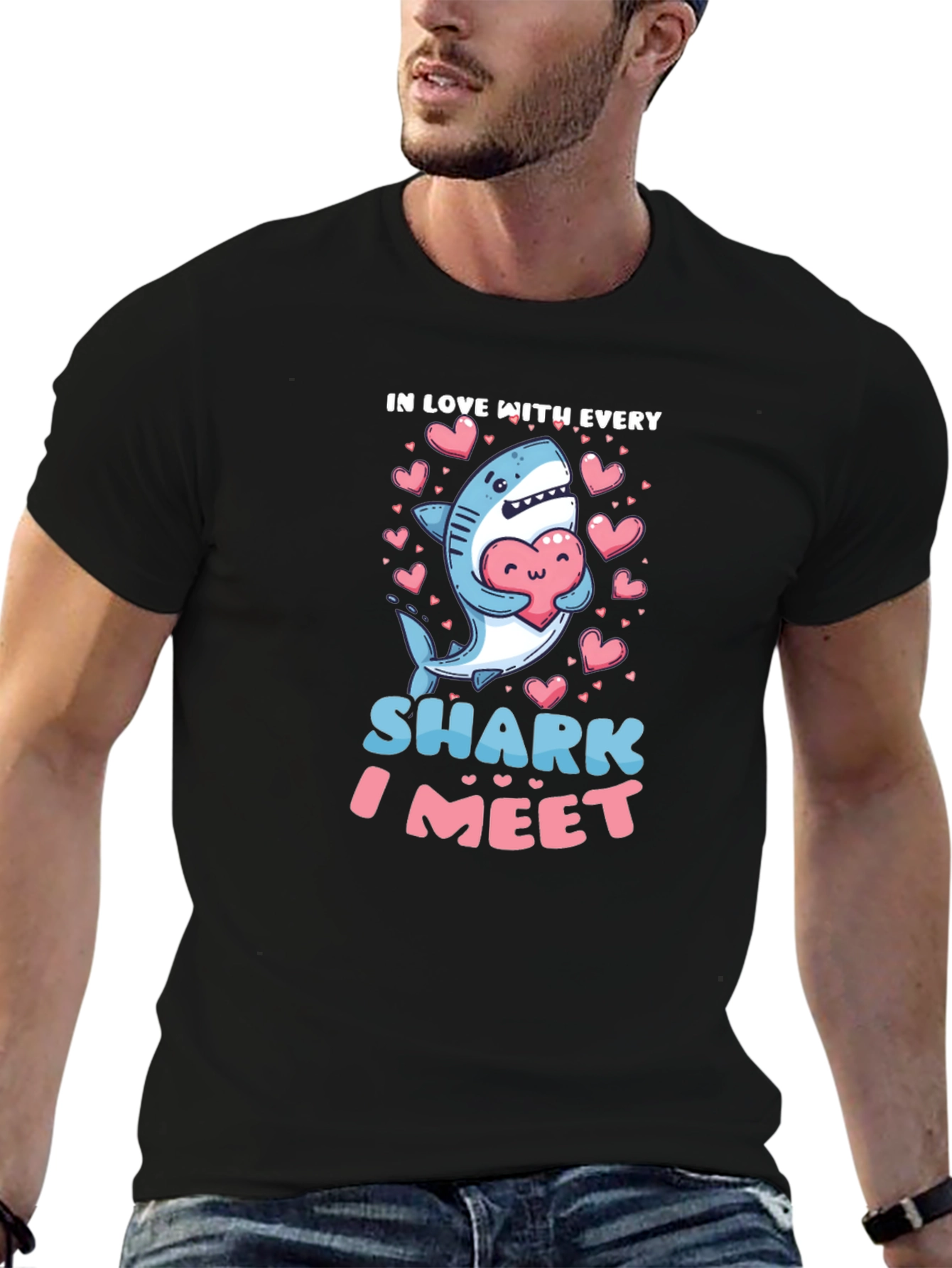 Cute Shark Valentines Day Graphic T-Shirt