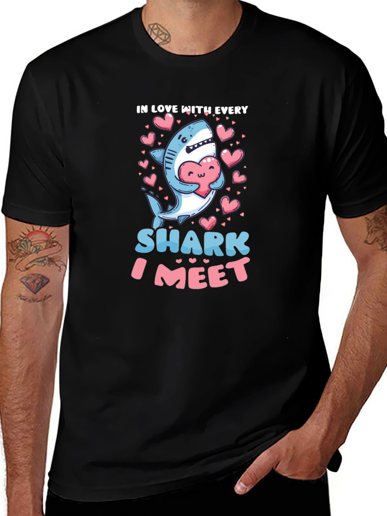 Cute Shark Valentines Day Graphic T-Shirt