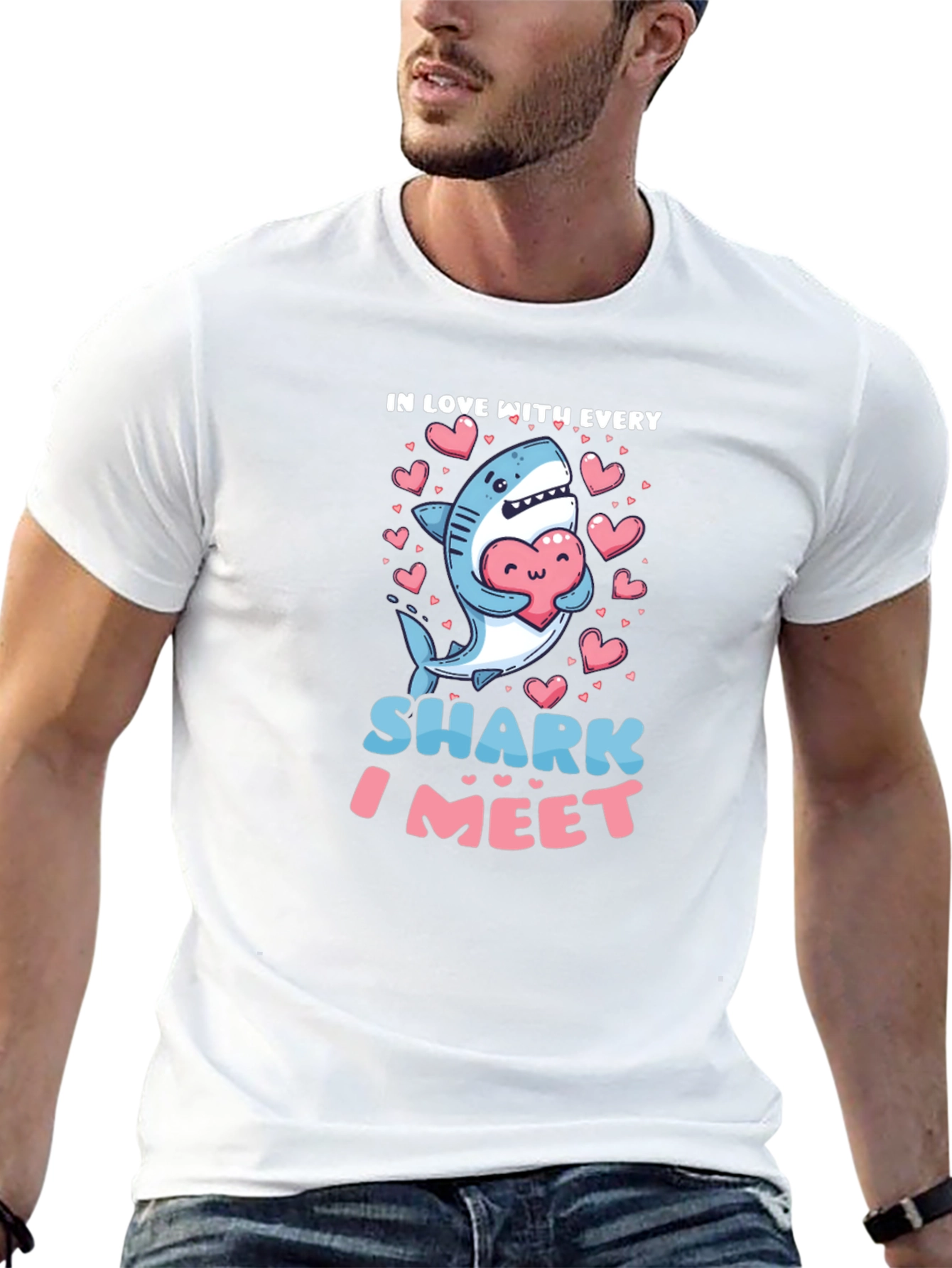 Cute Shark Valentines Day Graphic T-Shirt