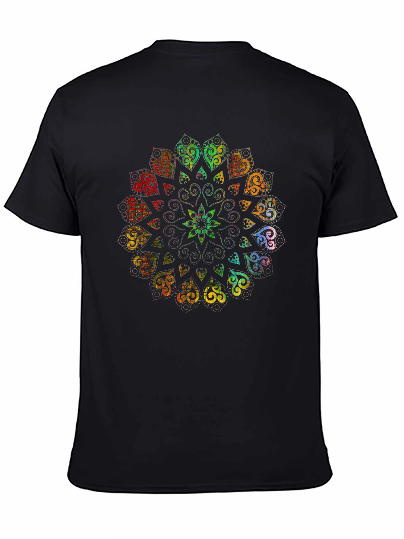 Rainbow Mandala Graphic Black T-Shirt