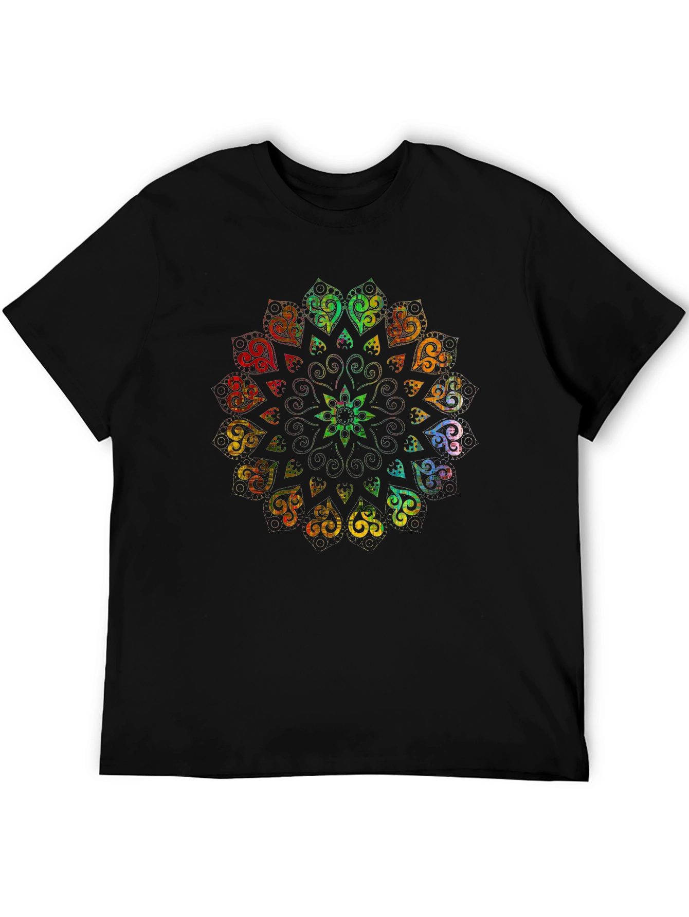 Rainbow Mandala Graphic Black T-Shirt