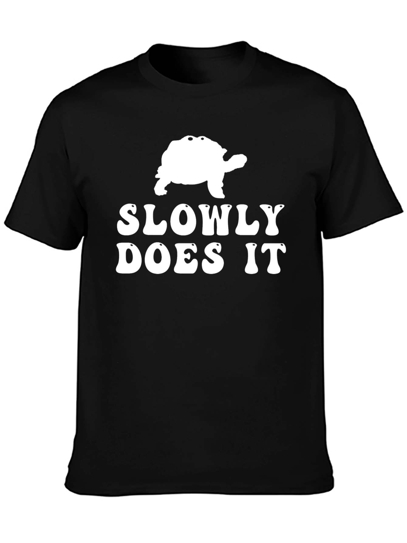 Slowly Does It Turtle Graphic Tee - Black Cotton