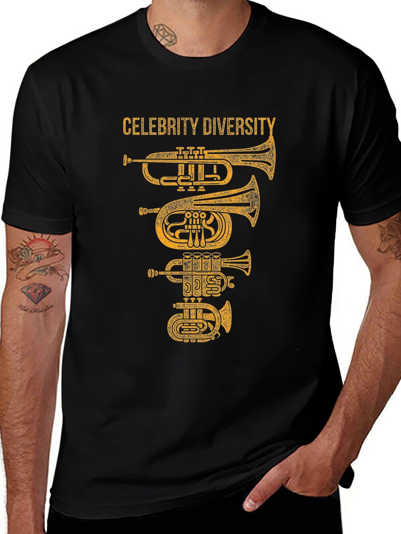 Celebrity Diversity Trumpet Graphic T-Shirt