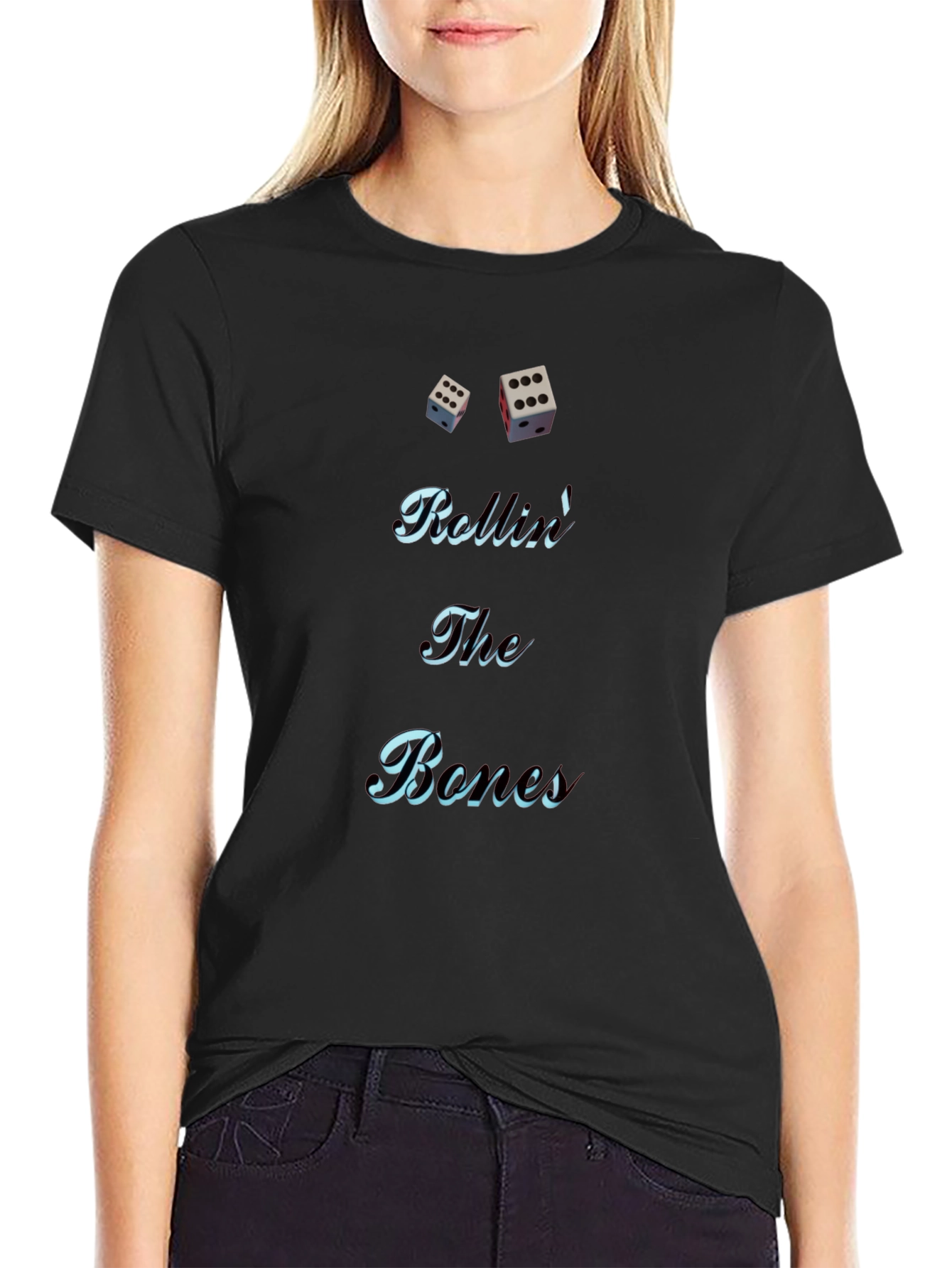 Rolling The Bones Graphic Tee - Black Cotton Blend