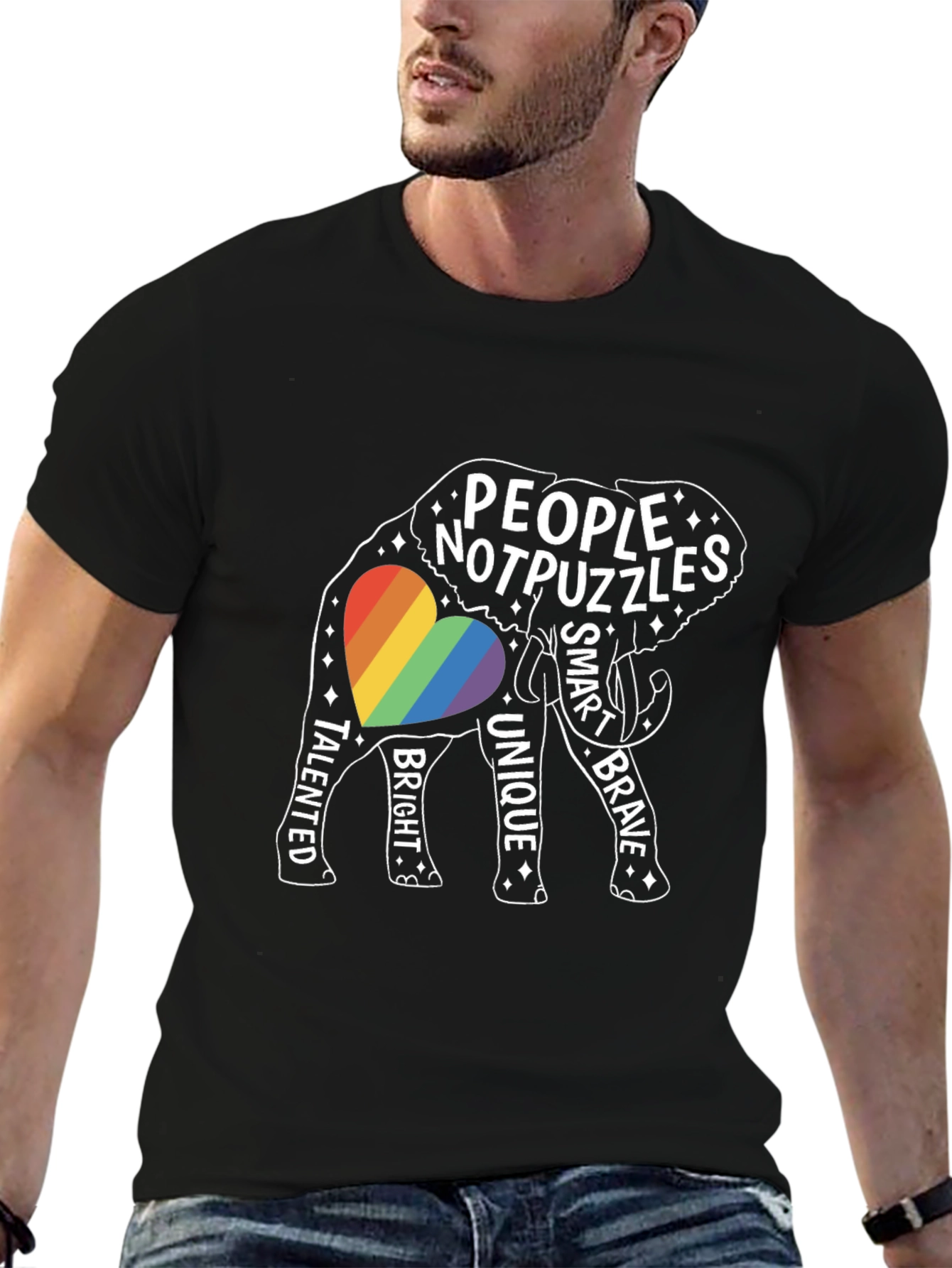 People Not Puzzles Elephant LGBTQ+ Pride Tee