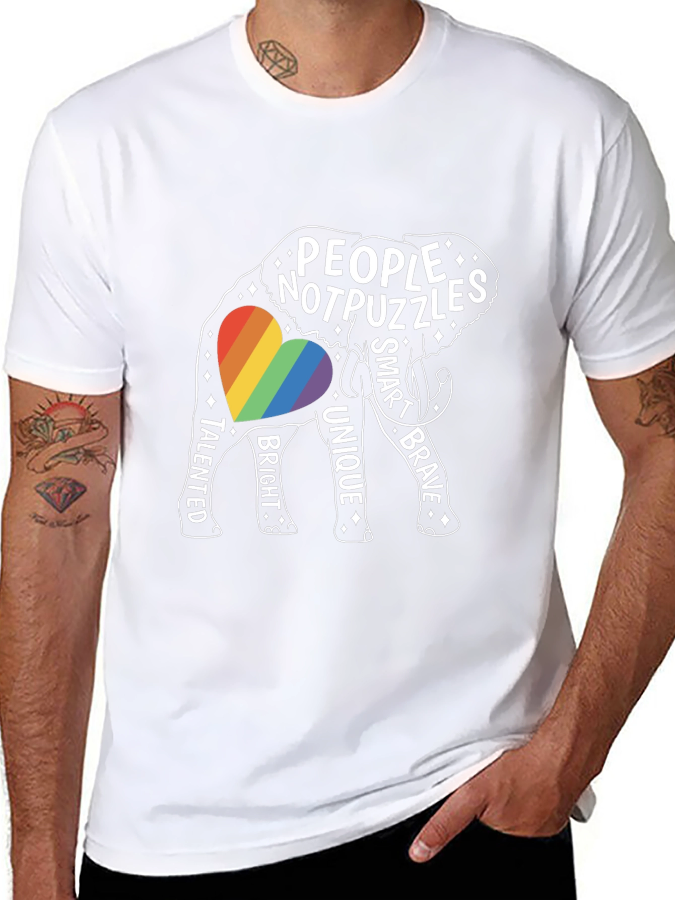 People Not Puzzles Elephant LGBTQ+ Pride Tee