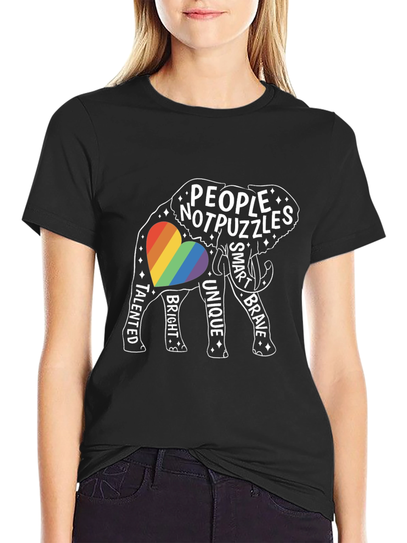 People Not Puzzles Elephant LGBTQ+ Pride Tee