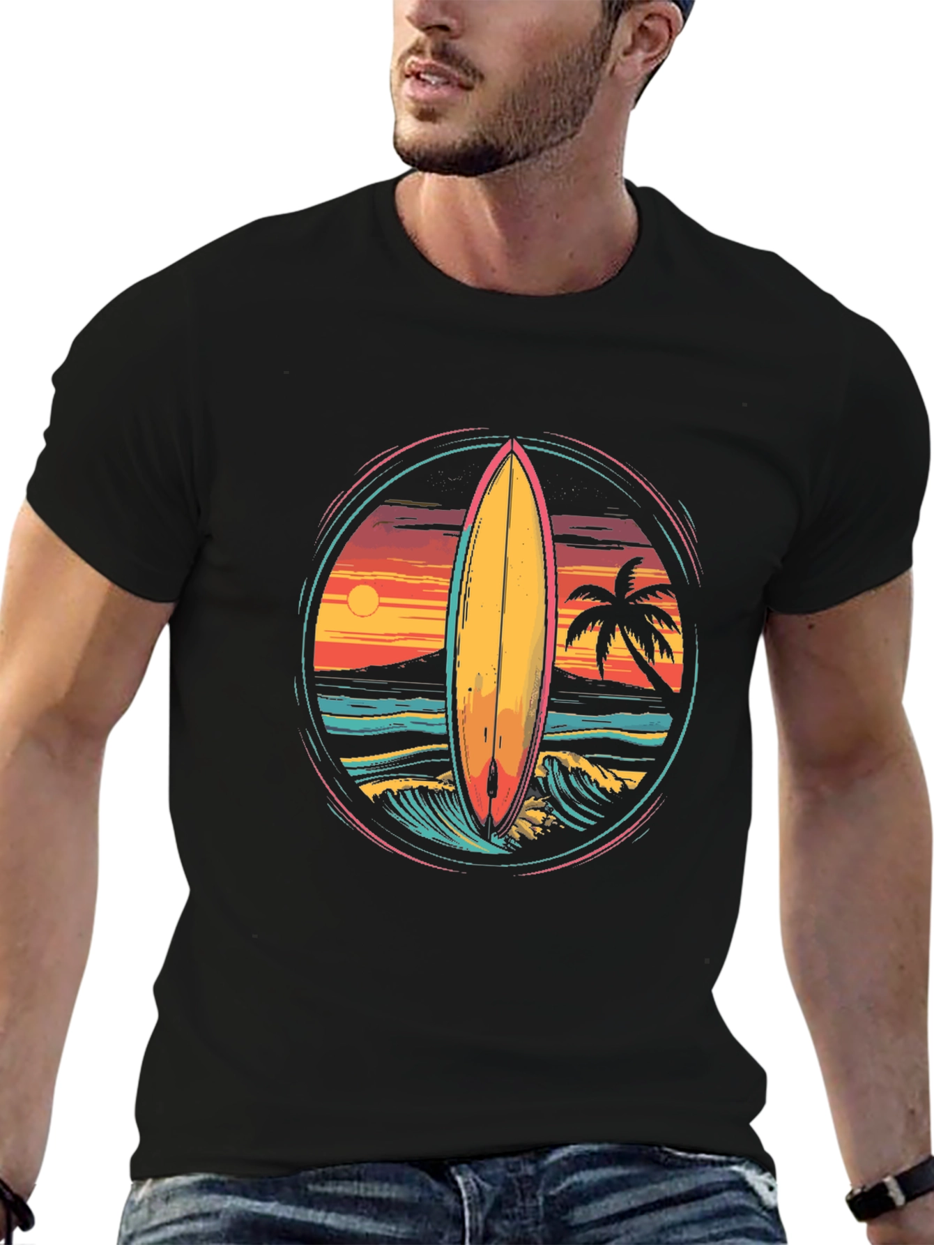 Surfboard Sunset Graphic Tee