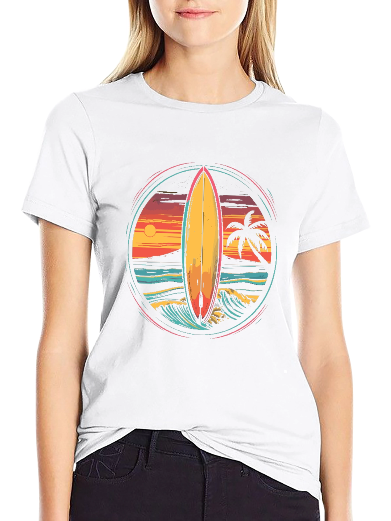 Surfboard Sunset Graphic Tee
