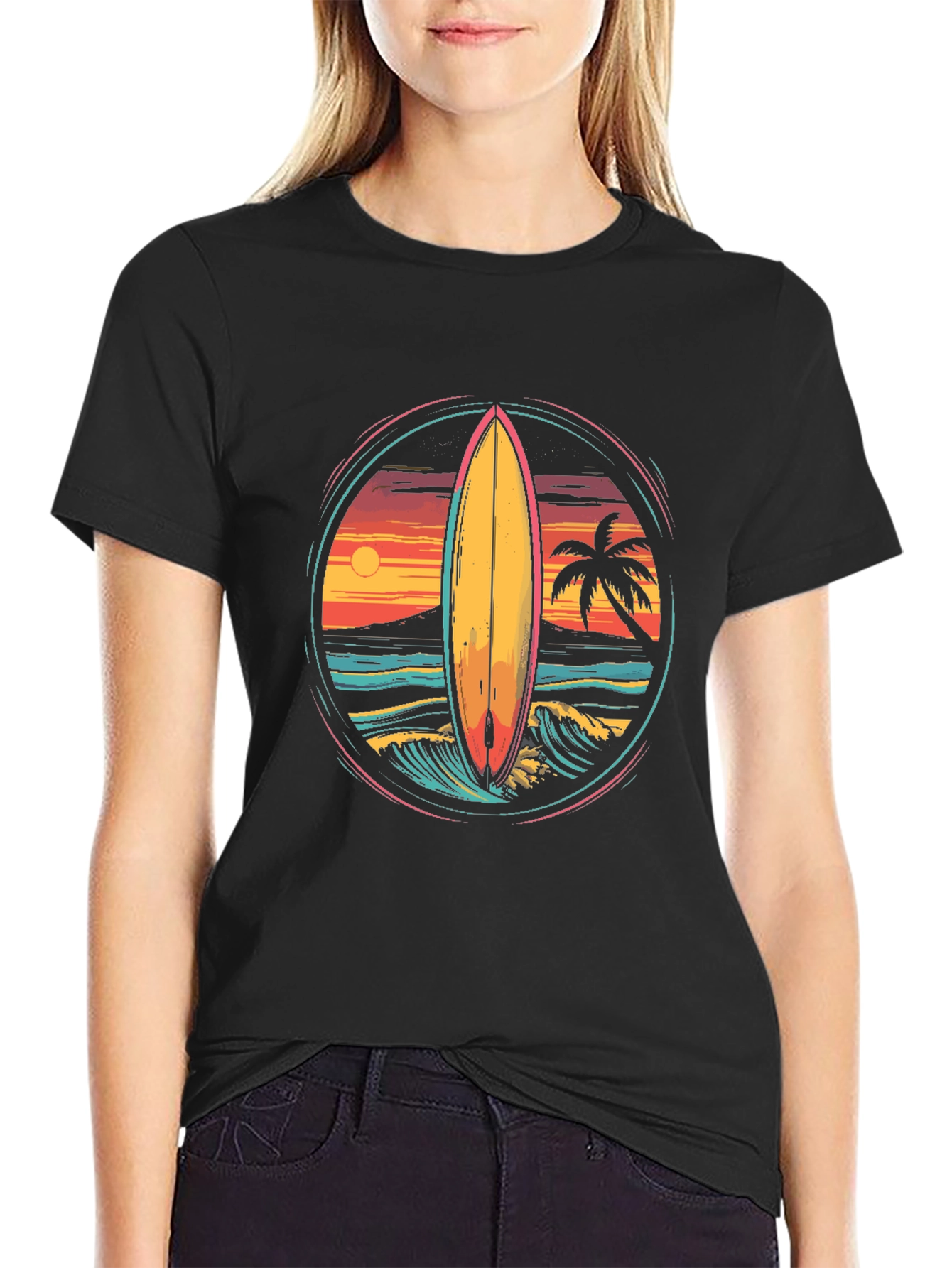 Surfboard Sunset Graphic Tee