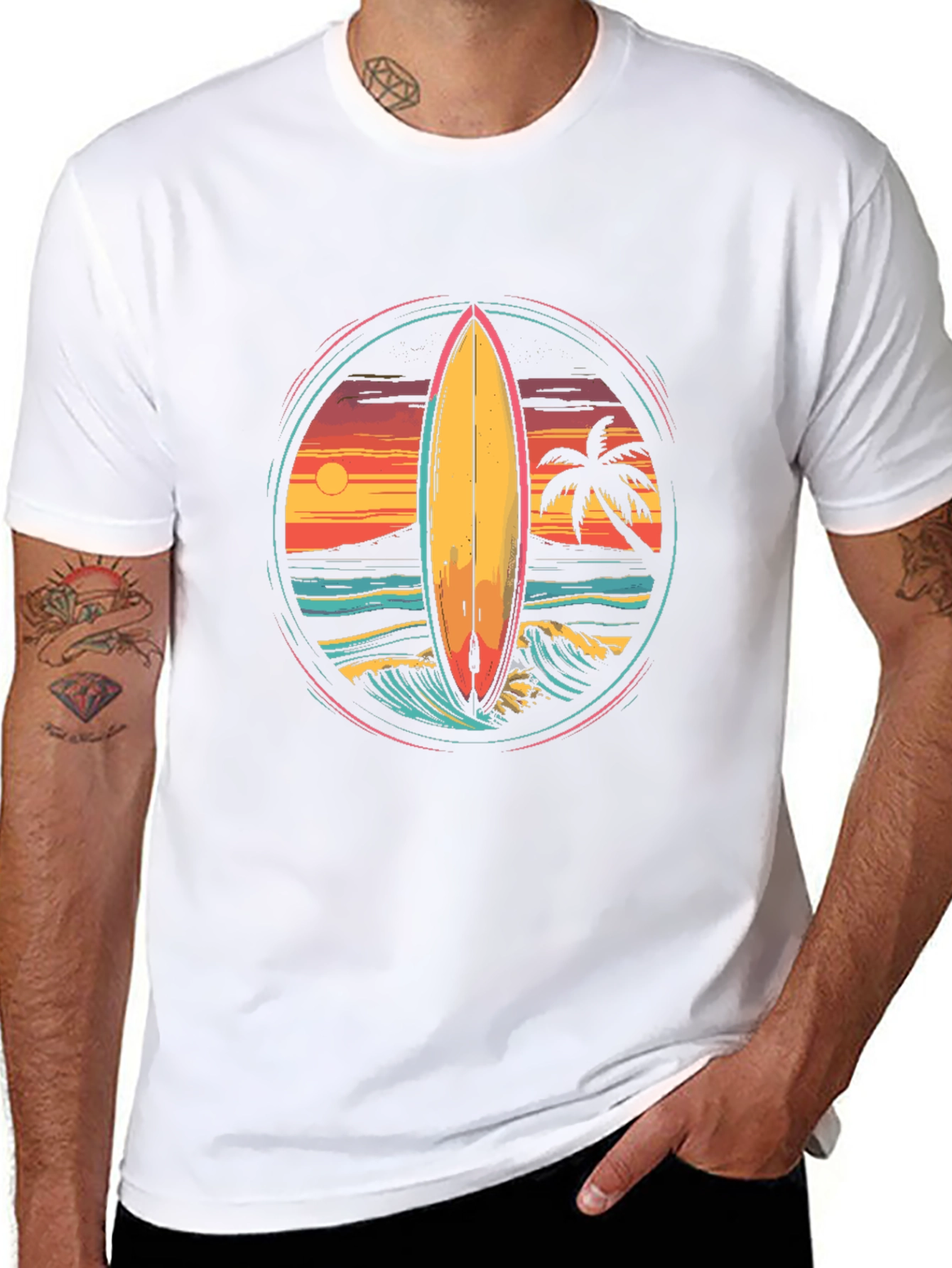Surfboard Sunset Graphic Tee