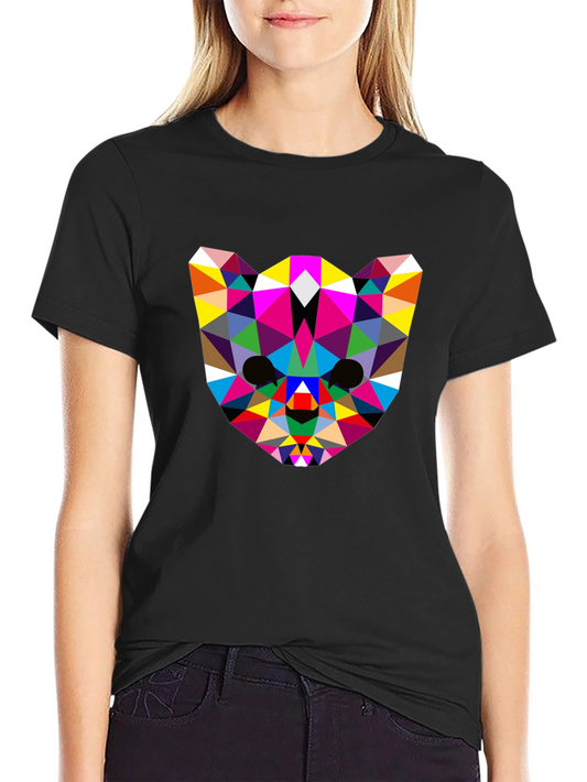 Geometric Animal Face Tee - Modern Art Design
