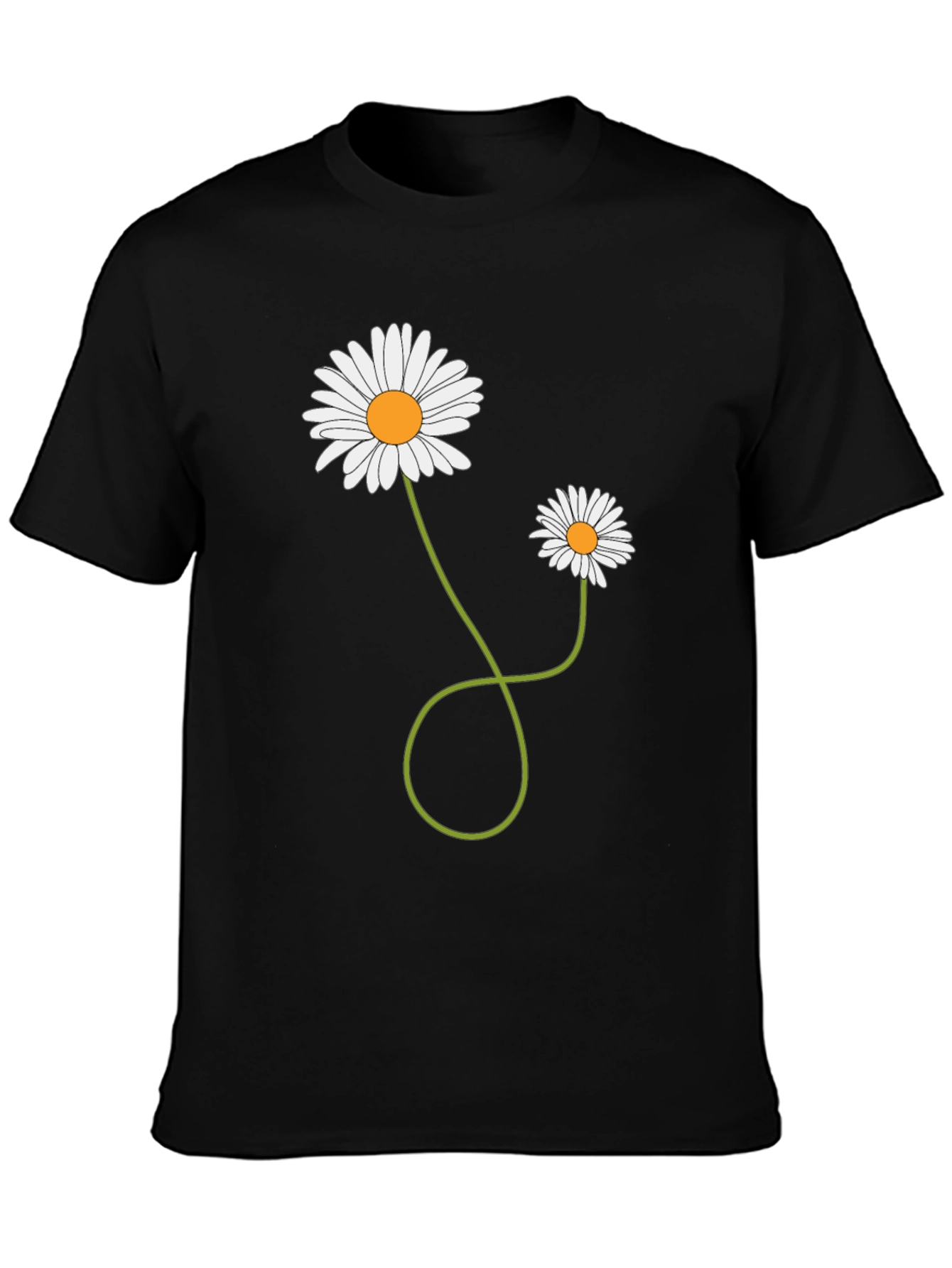 Daisies Graphic T-Shirt Black Cotton Casual Tee
