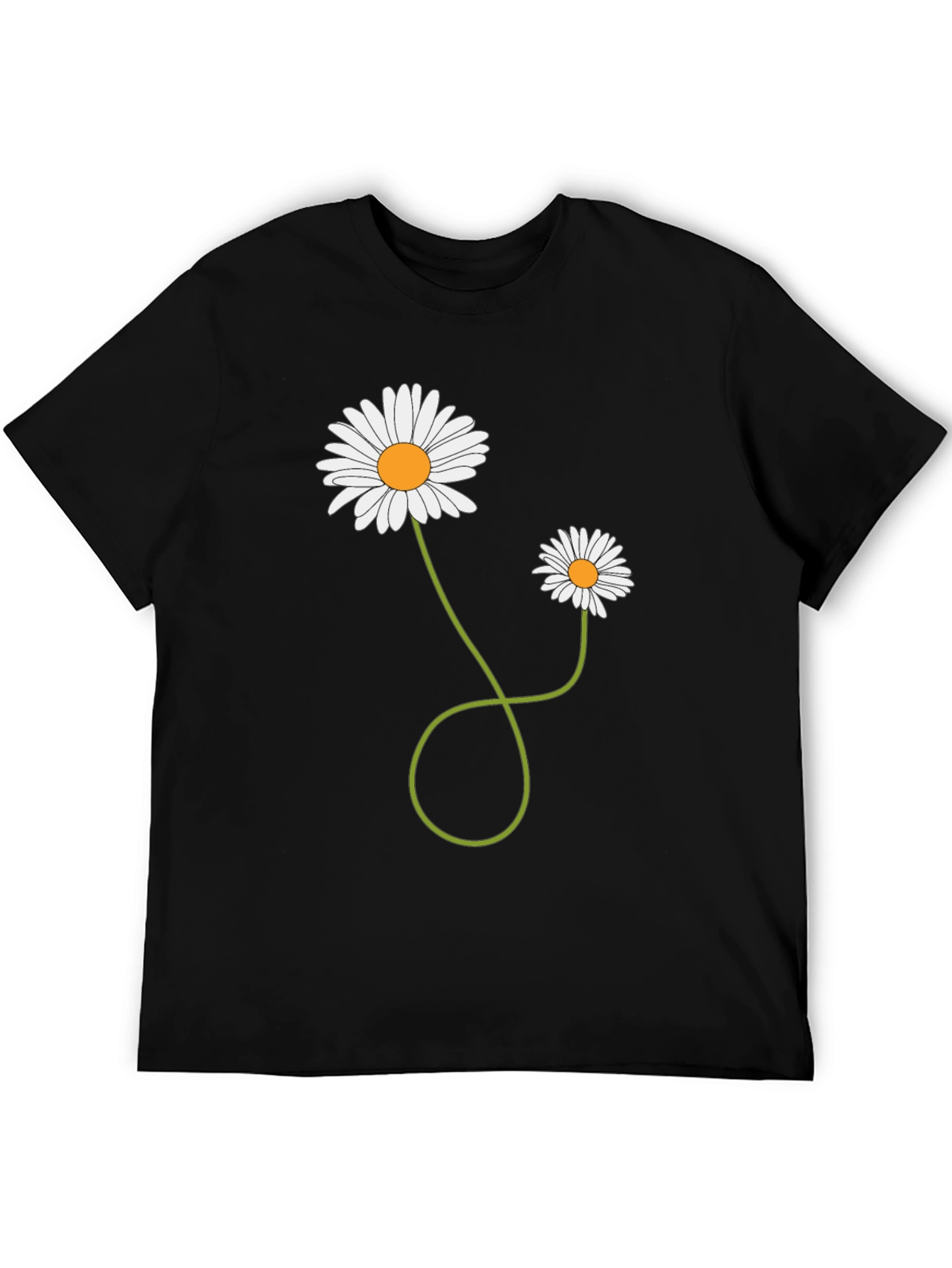 Daisies Graphic T-Shirt Black Cotton Casual Tee